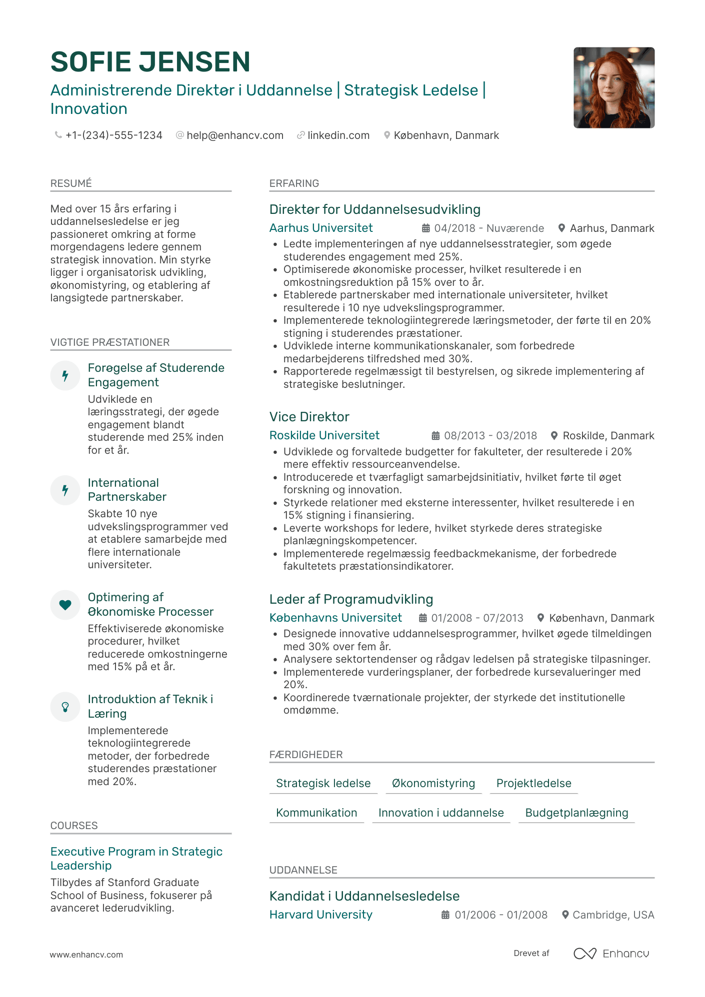 CV til Administrerende Direktør i Utdanning