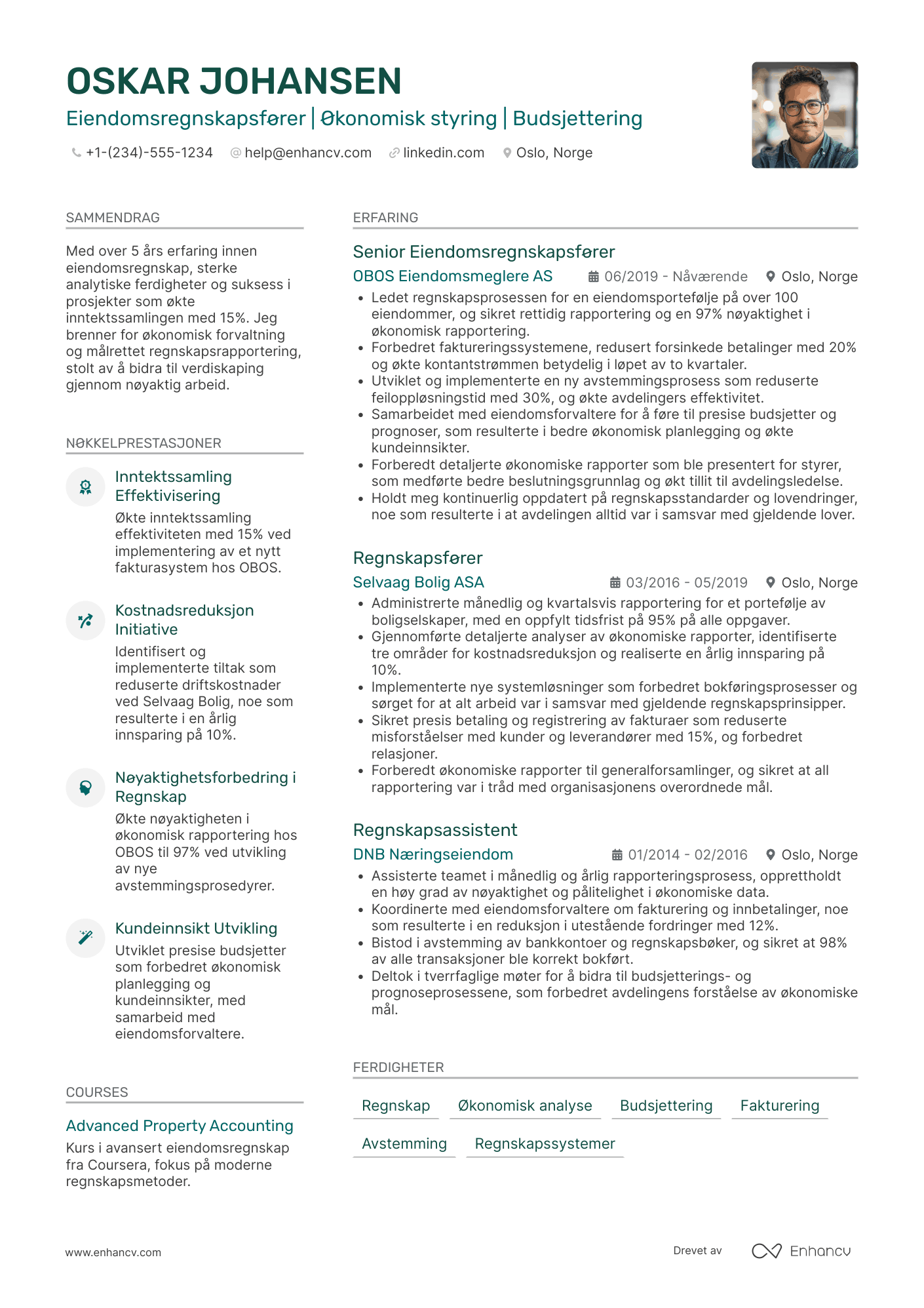CV for Eiendomsregnskapsfører