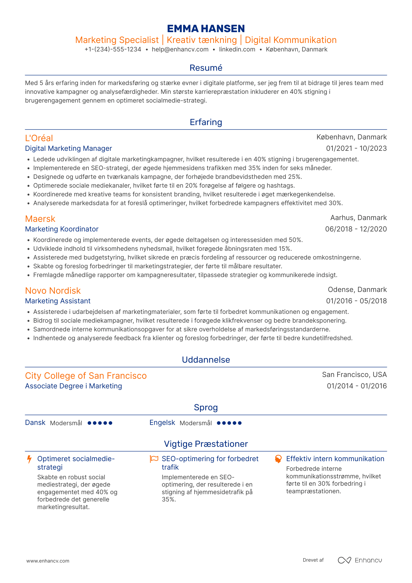 CV til Marketingassistent