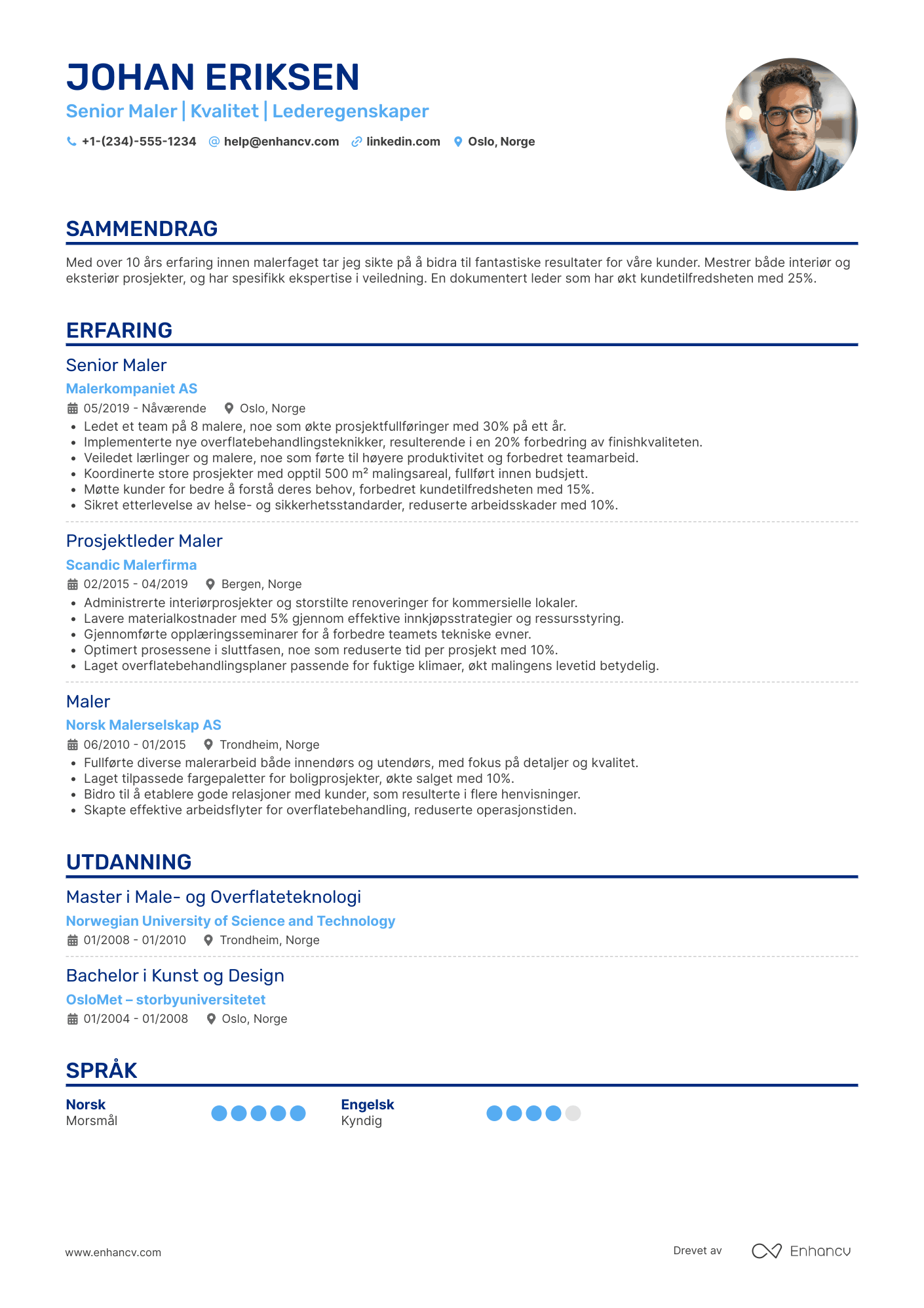 CV for Senior Maler