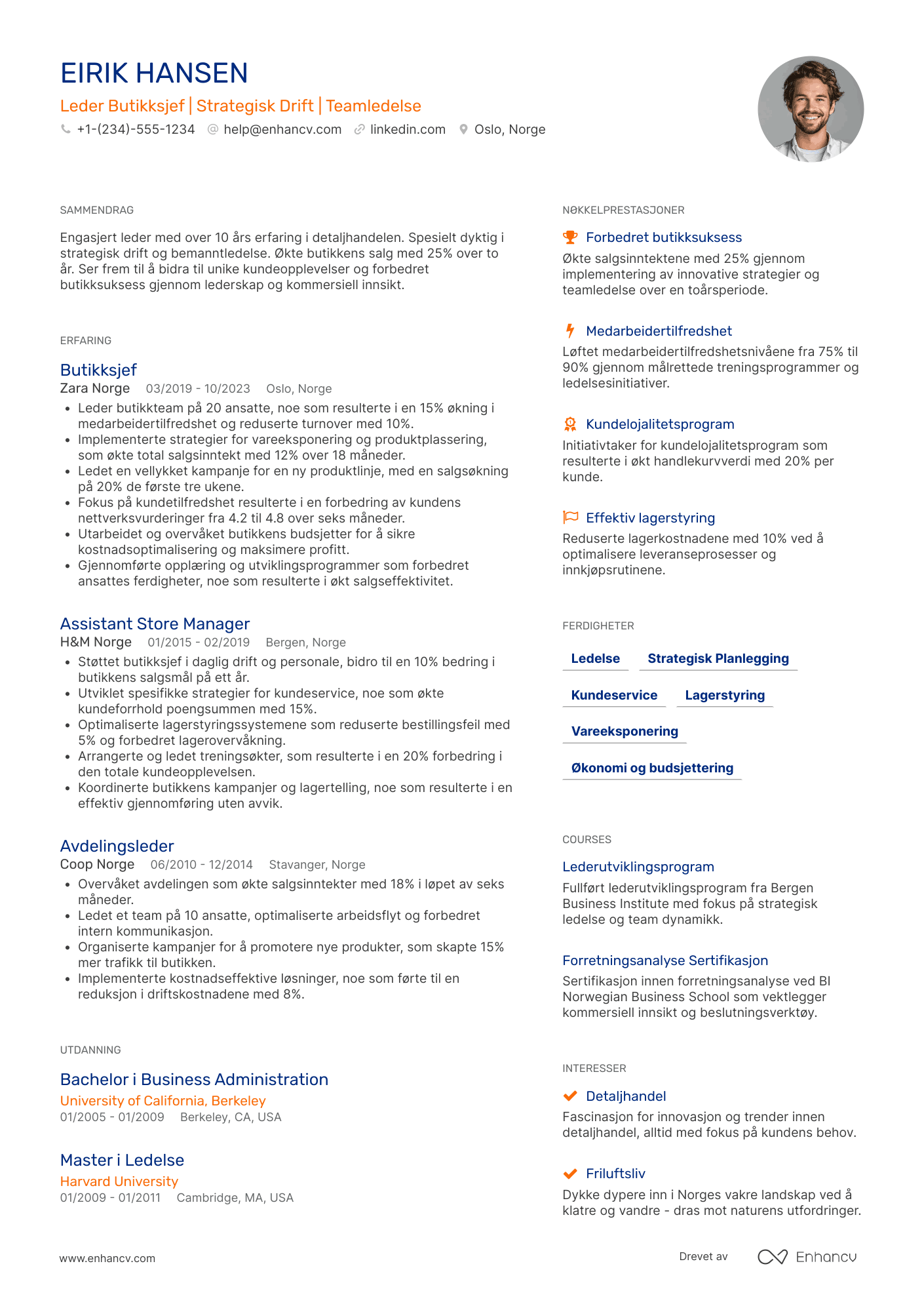 CV for Leder Butikksjef