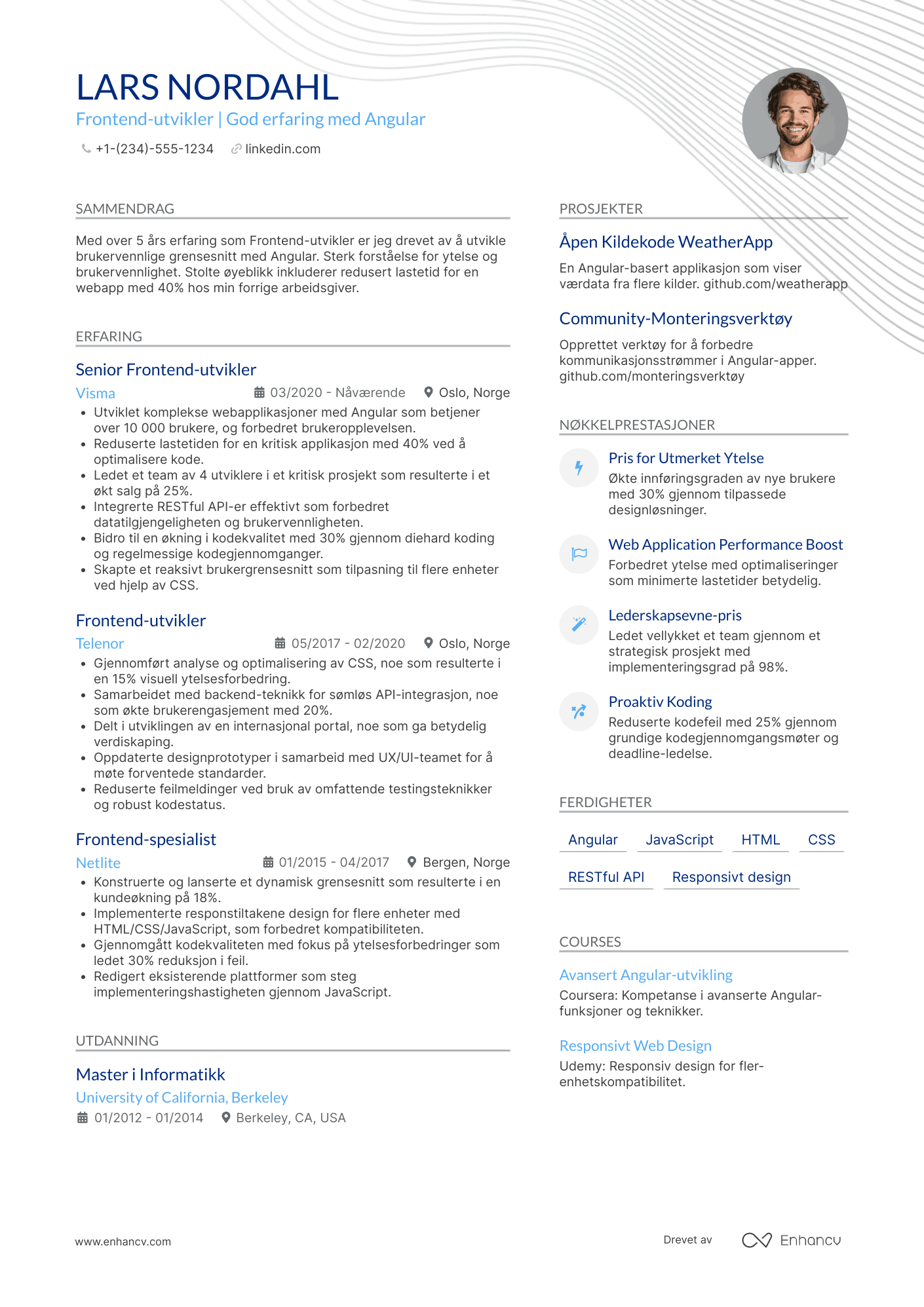 CV for Frontend‑utvikler med Angular