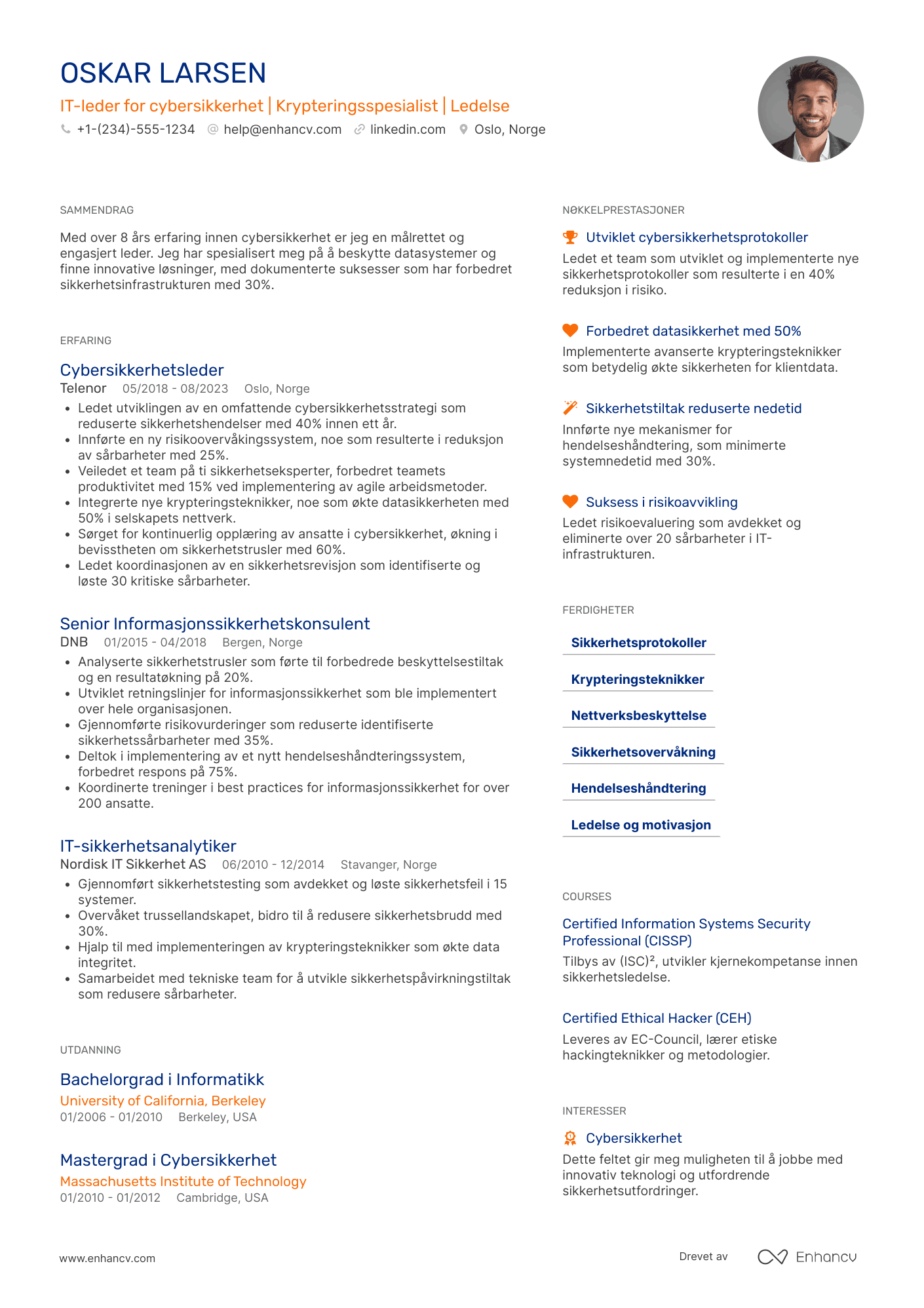 CV for IT leder for cybersikkerhet