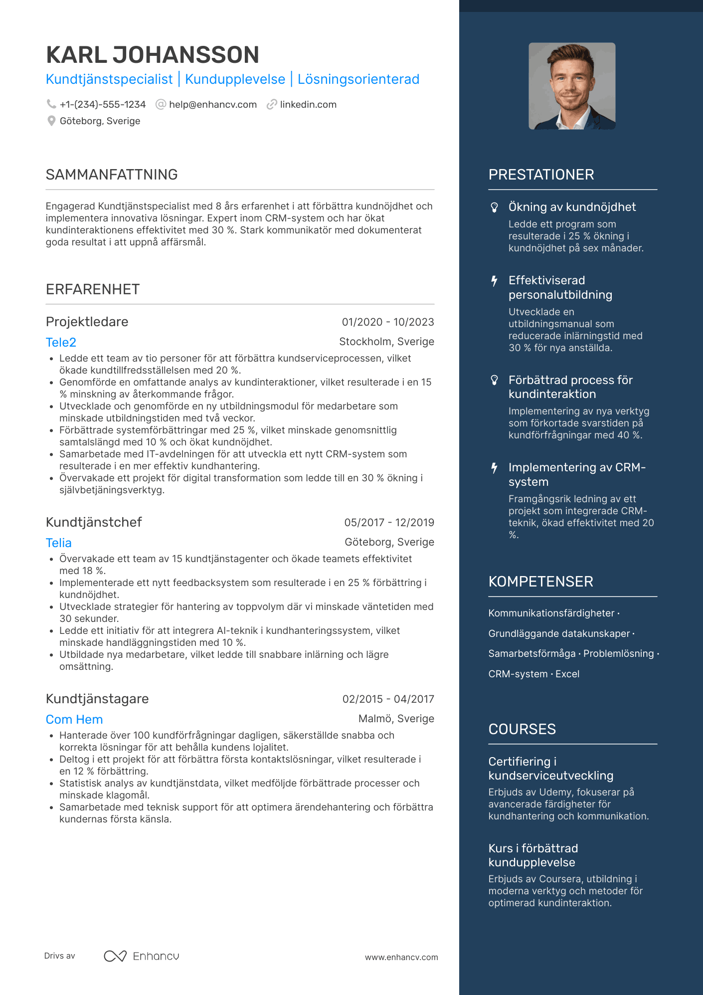 CV för Karriärbyte Kundtjänstspecialist