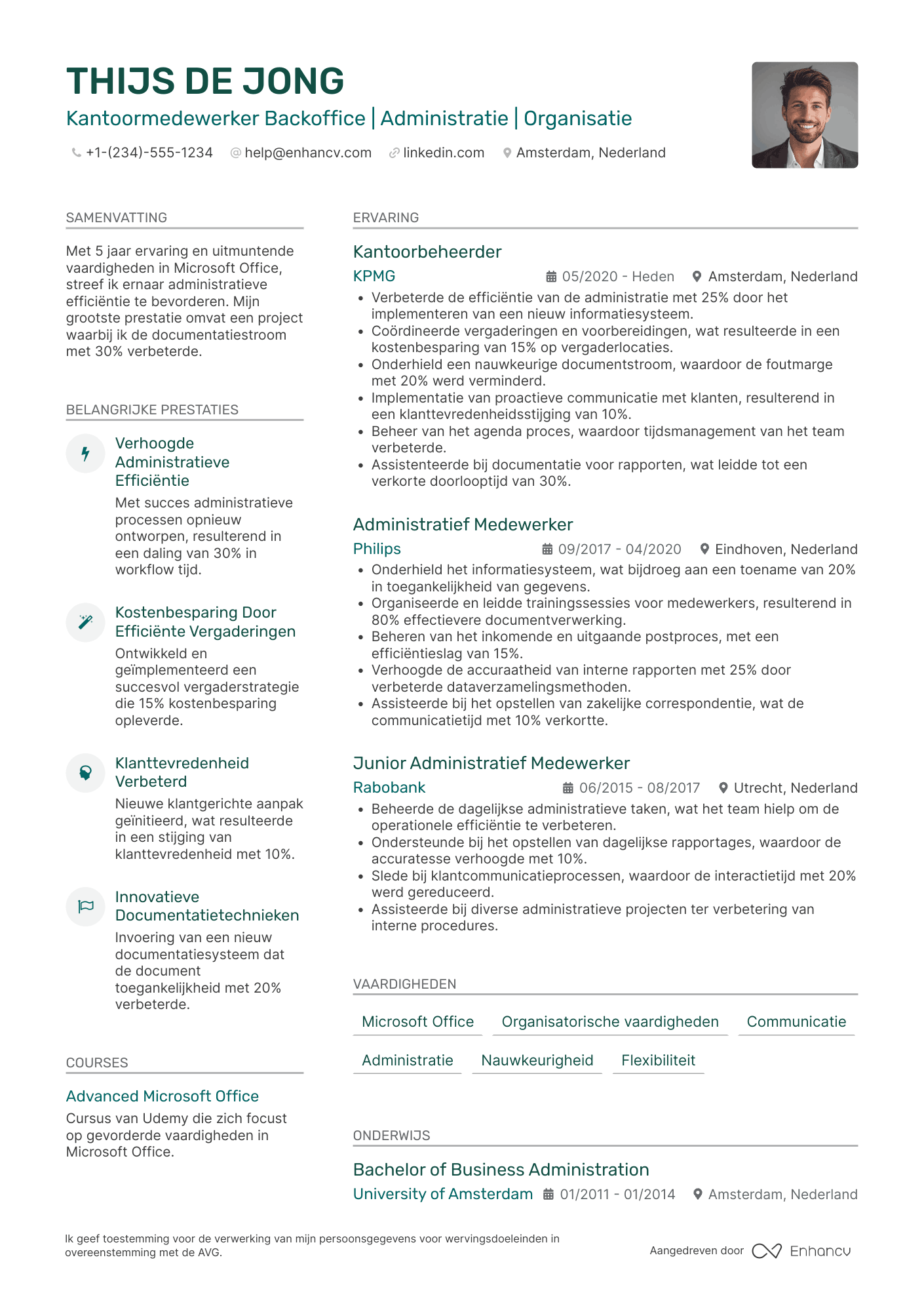 CV voor Kantoormedewerker Backoffice