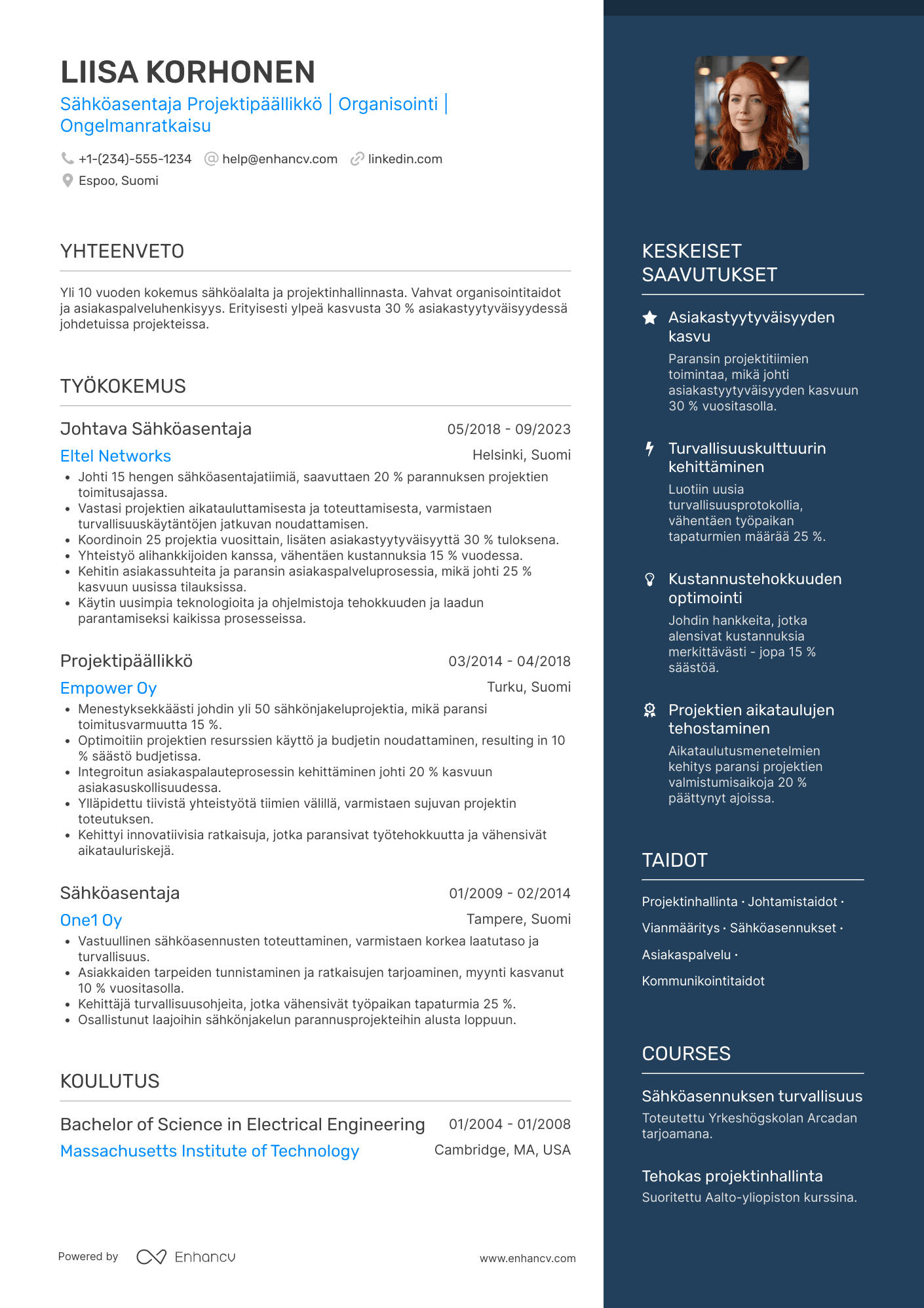 Ansioluettelo Sähköasentaja projektipäällikkö