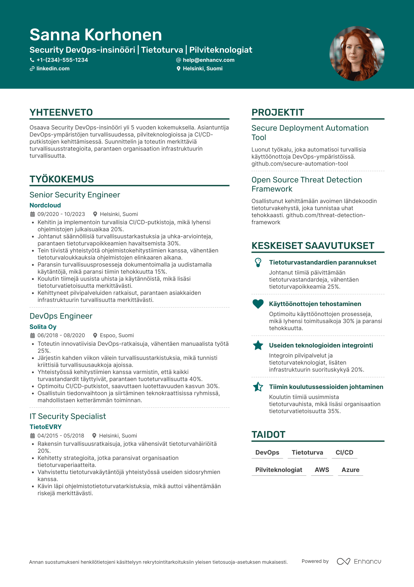 Ansioluettelo Security DevOps insinööri