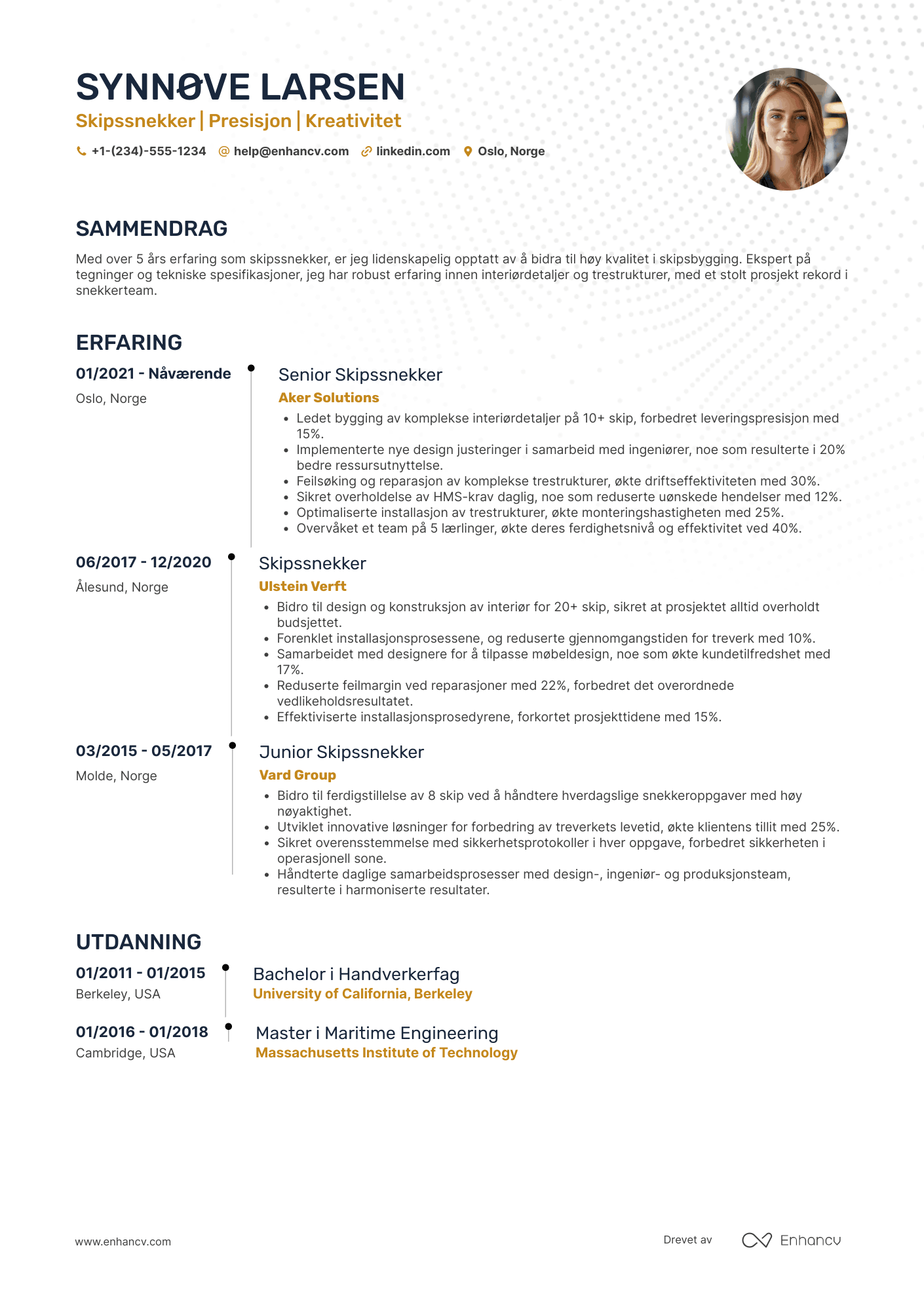 CV for Skipssnekker