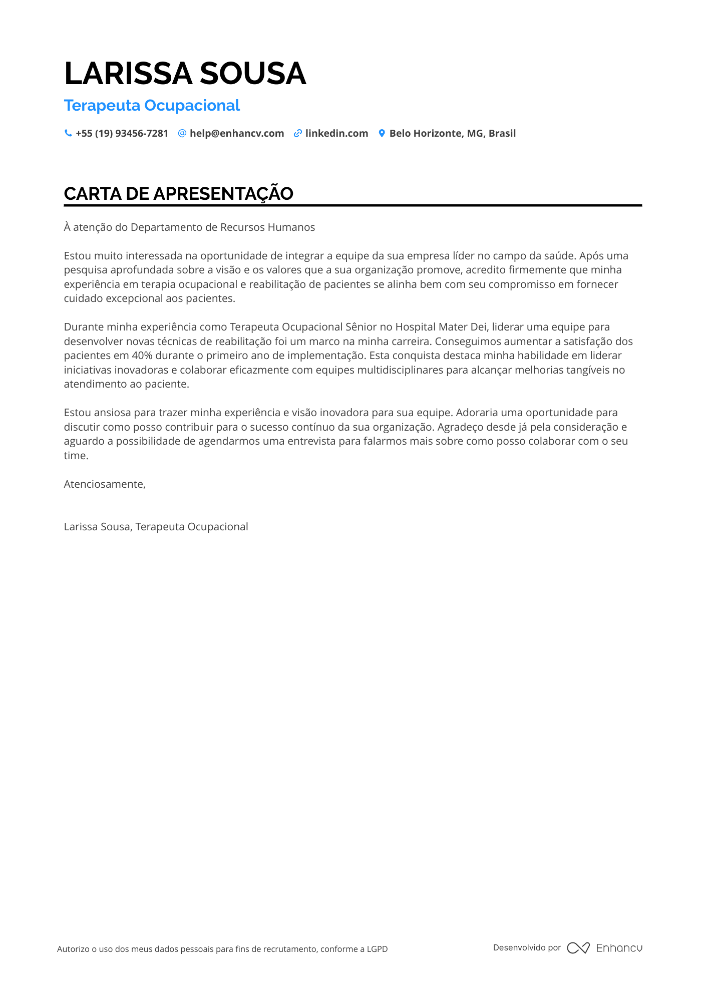 Terapeuta Ocupacional Meio período