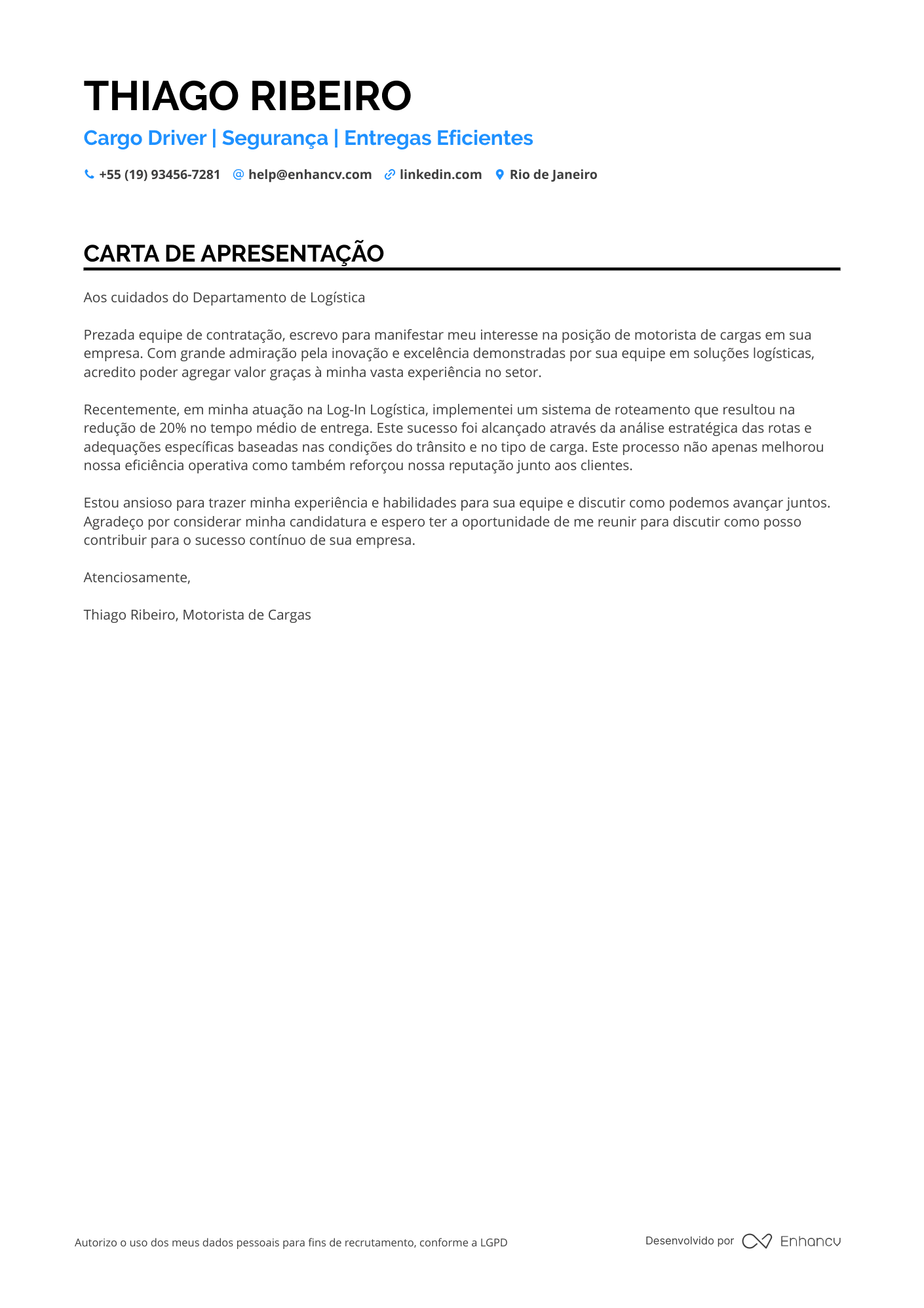 Motorista de Transporte de Carga
