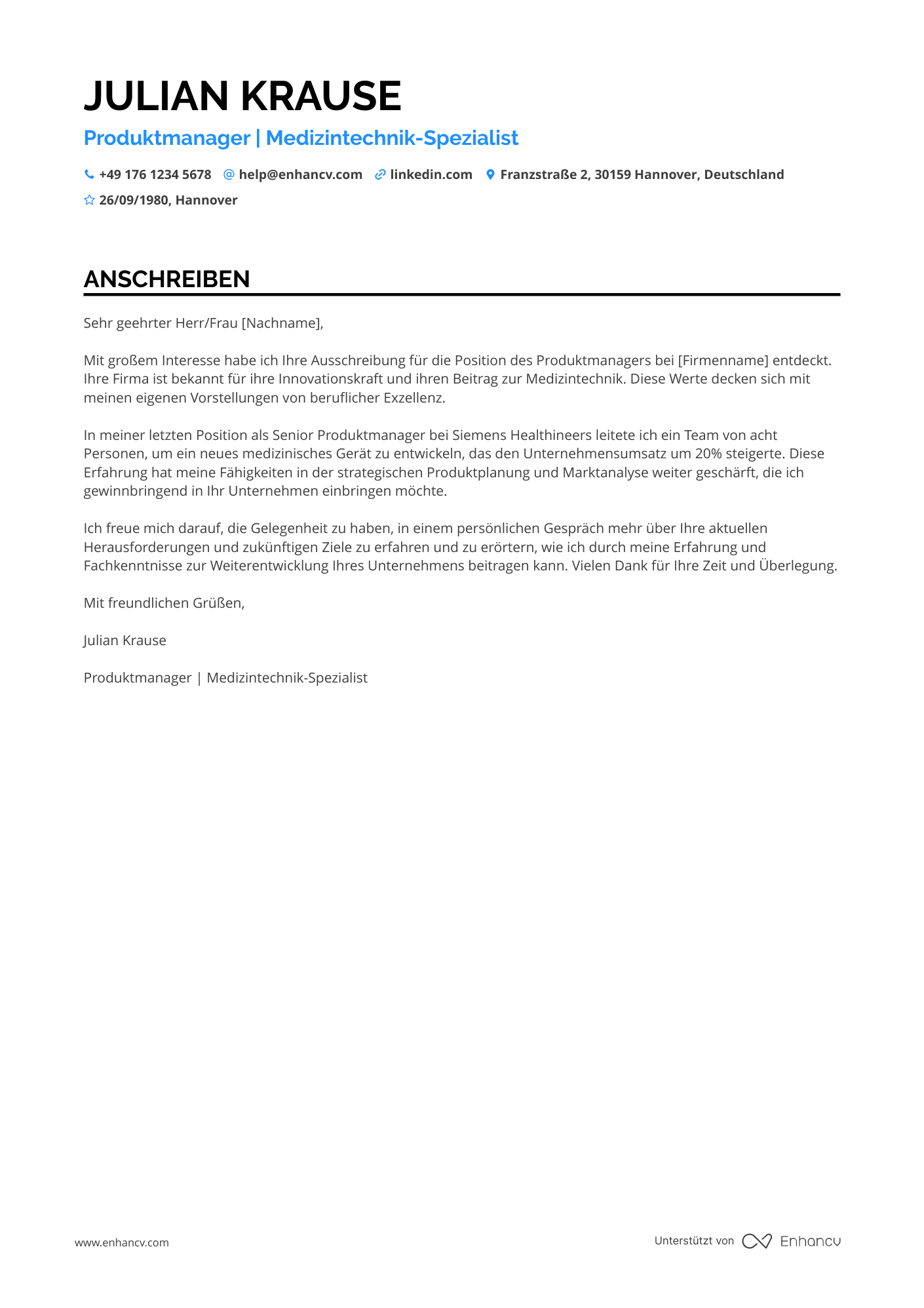 Produktmanager für medizinische Geräte