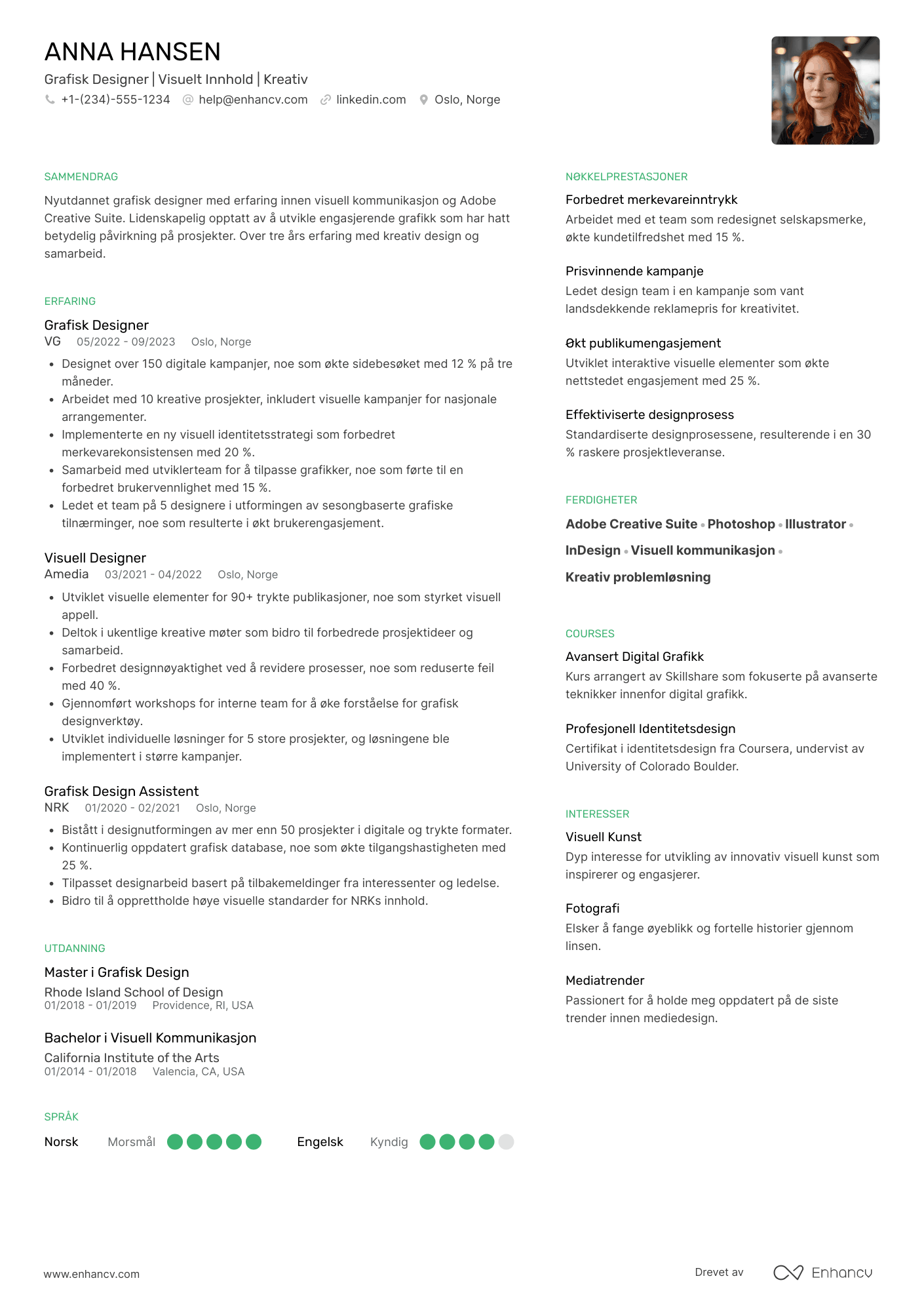 CV for Nyutdannede Grafisk Designer i mediebransjen