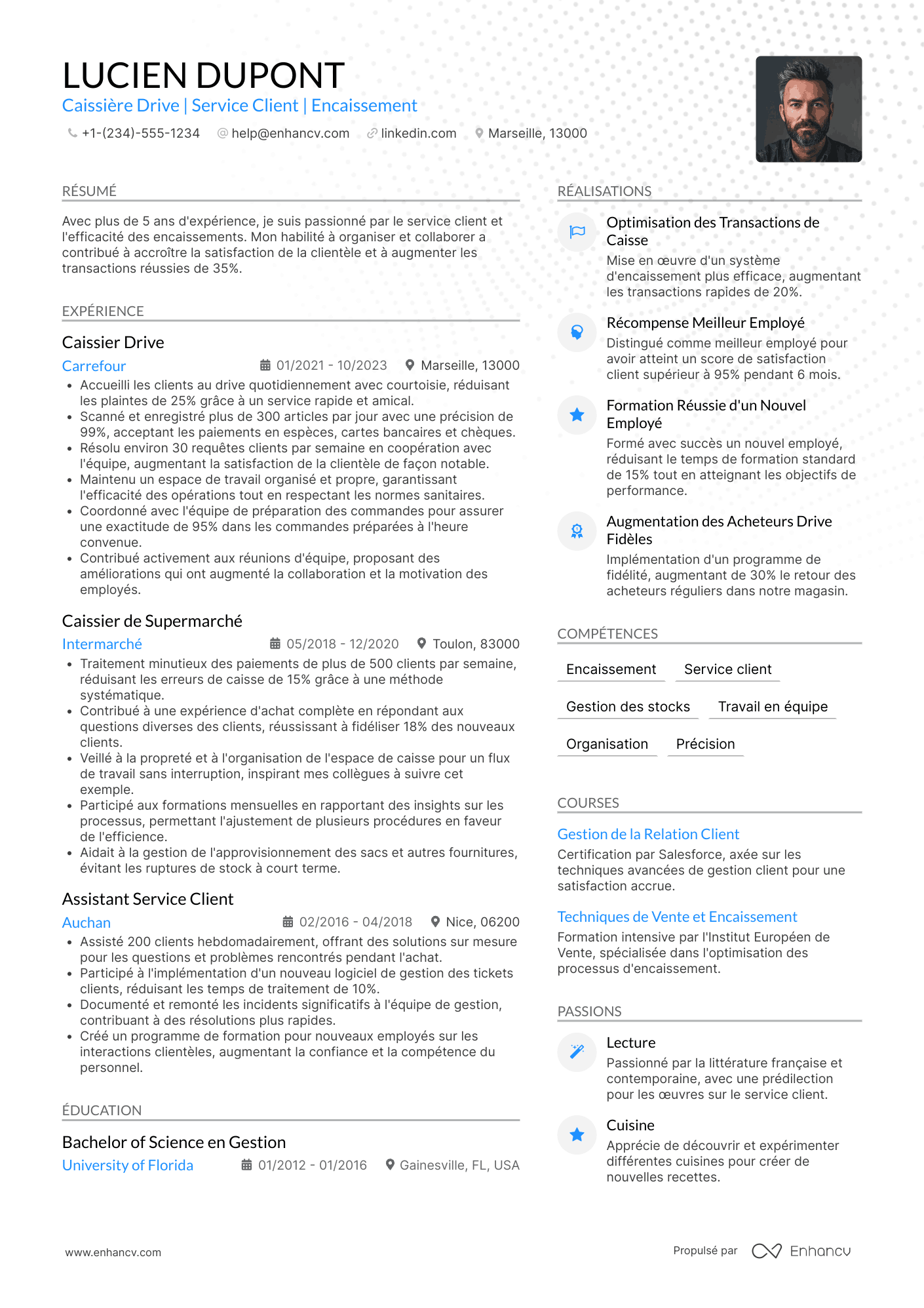 CV de caissière Drive