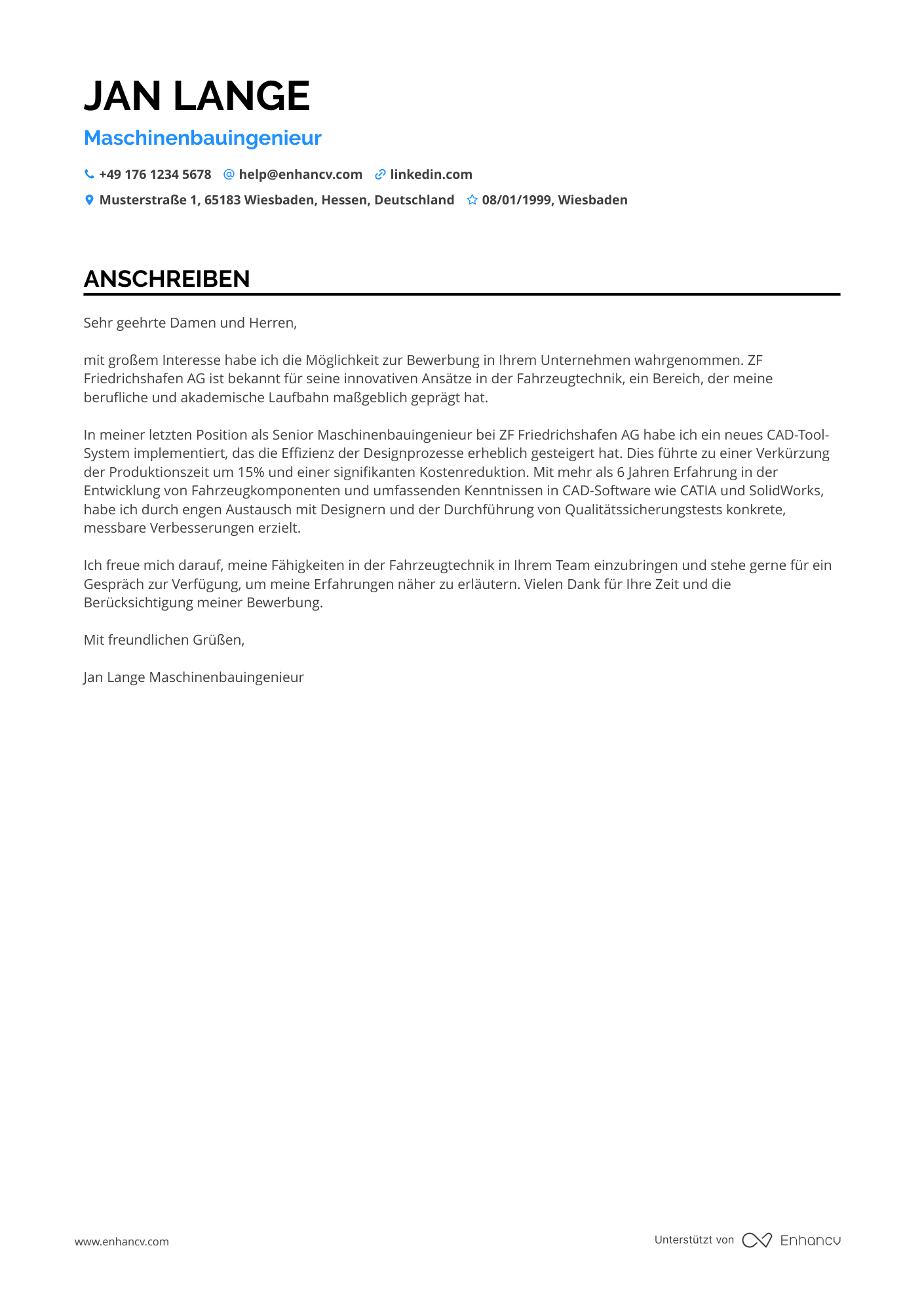 Maschinenbauingenieur für Fahrzeugtechnik