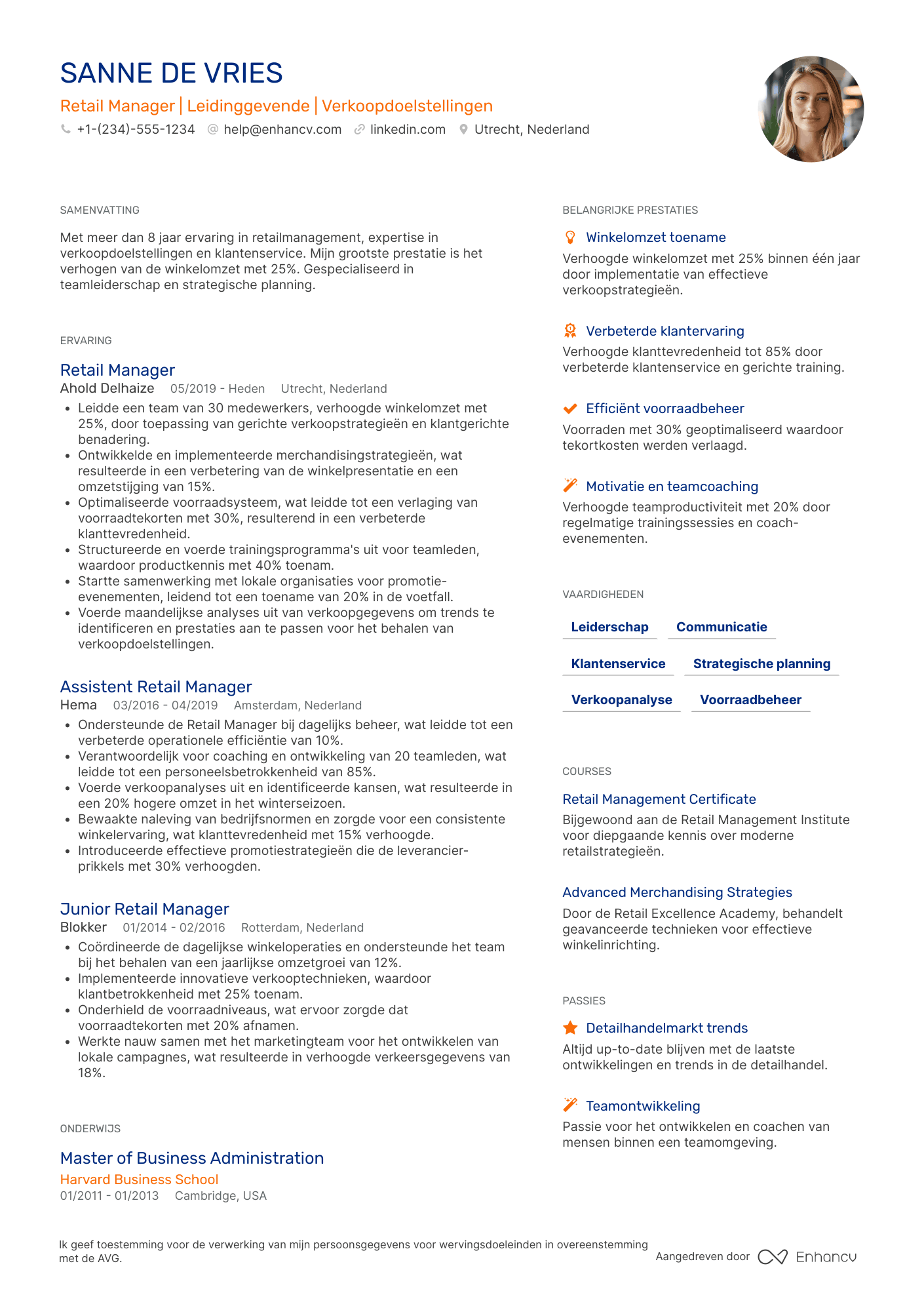 CV voor Retail Manager