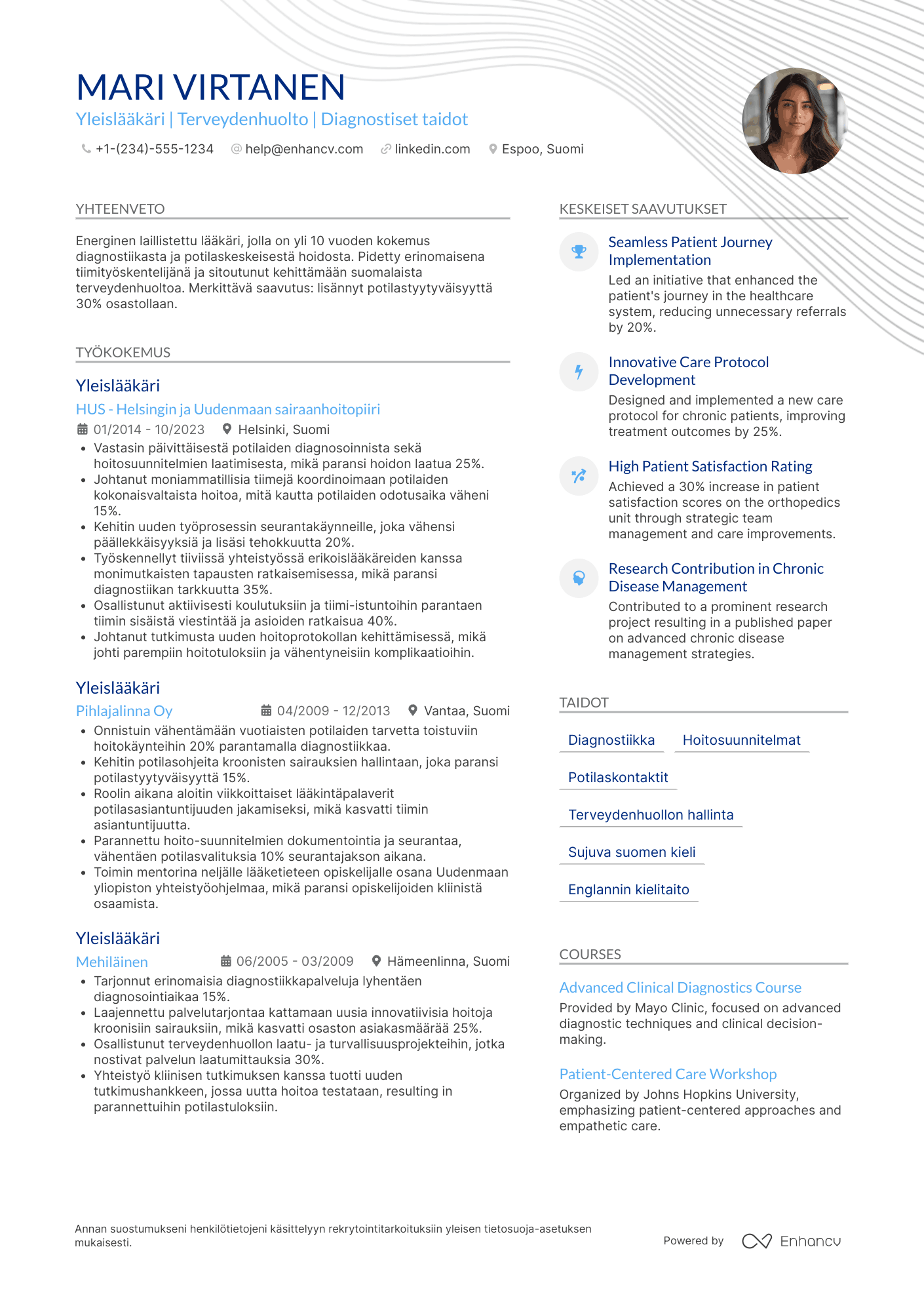 Nykyaikainen CV pohja