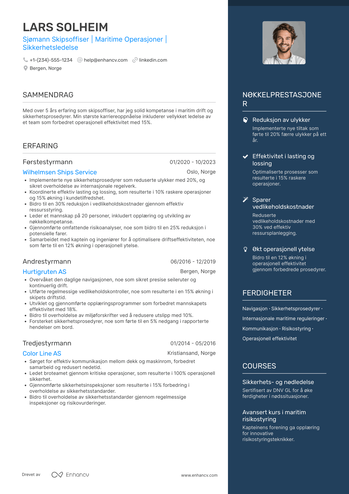 CV for Sjømann Skipsoffiser