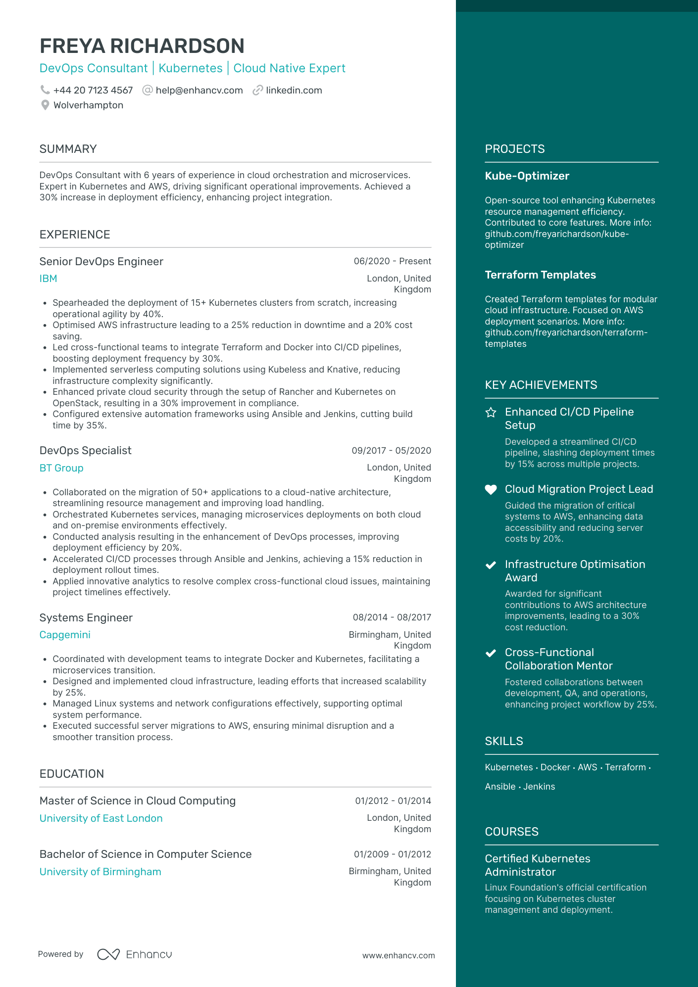 Devops Consultant CV Examples