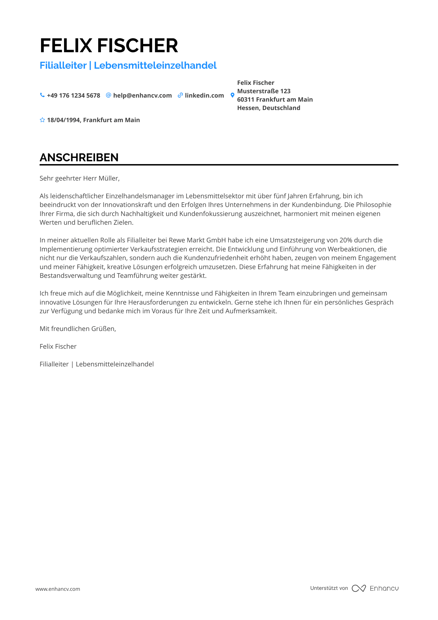 Einzelhandelsmanager für Lebensmittel