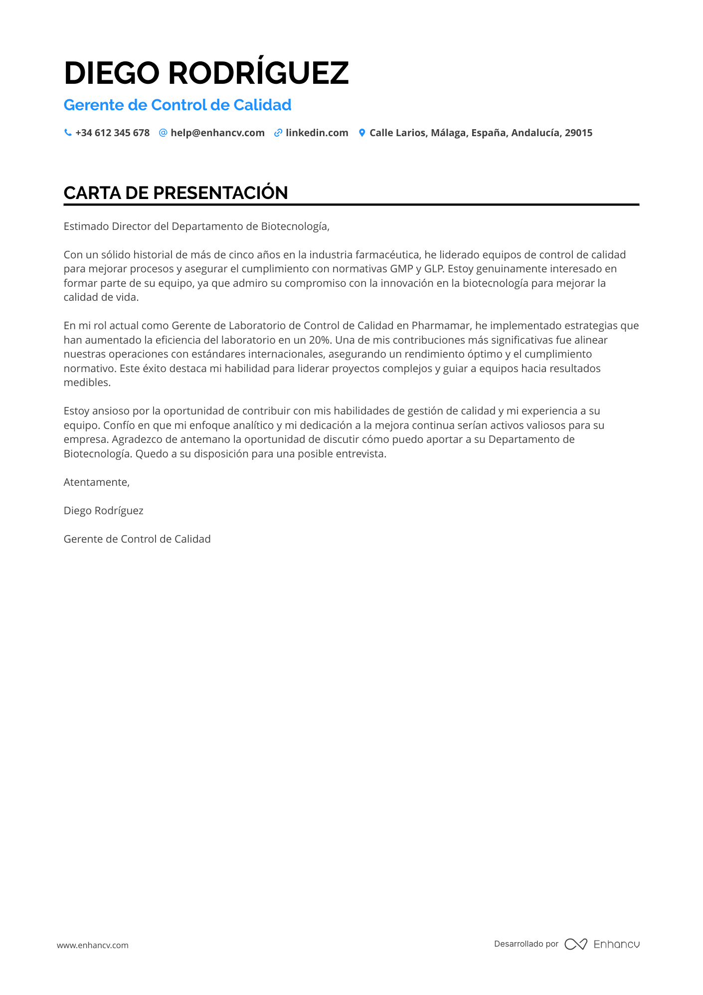 Gerente de Control de Calidad