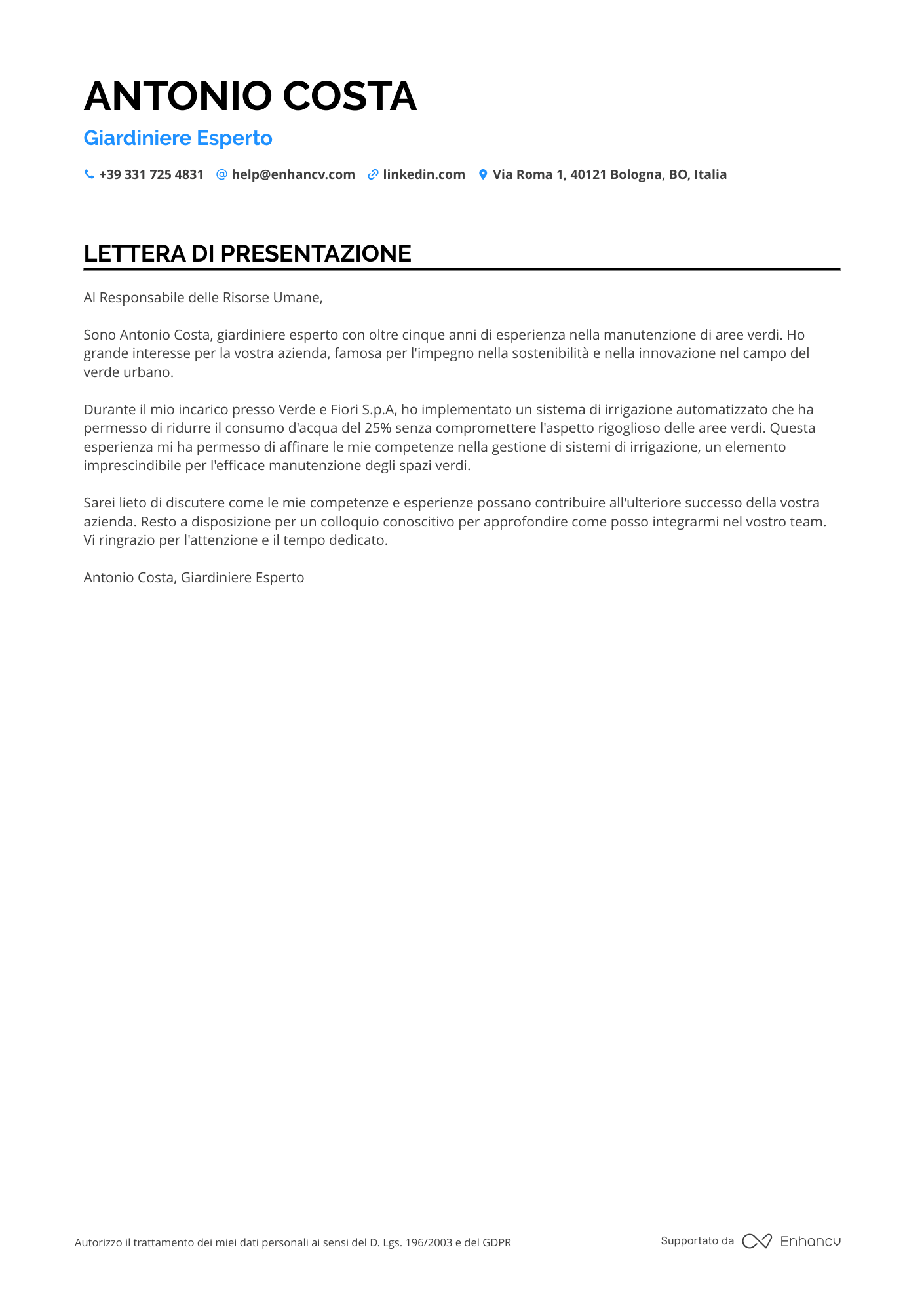 Giardiniere Prima Esperienza