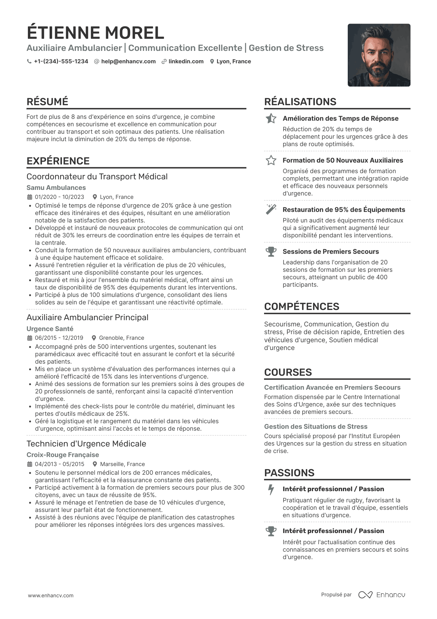 Modèle de CV d’auxiliaire ambulancier gratuit à télécharger