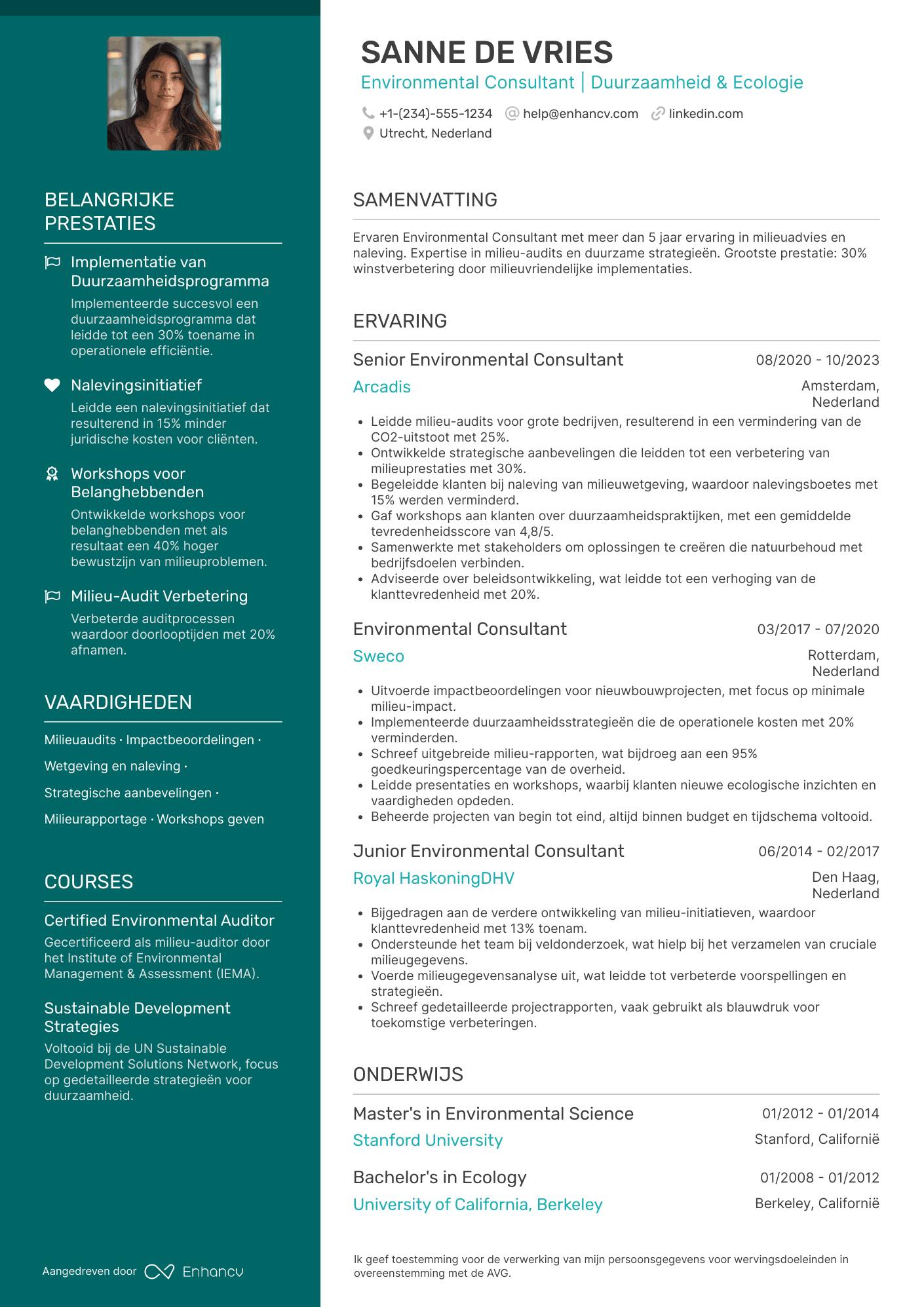 CV voor Environmental Consultant