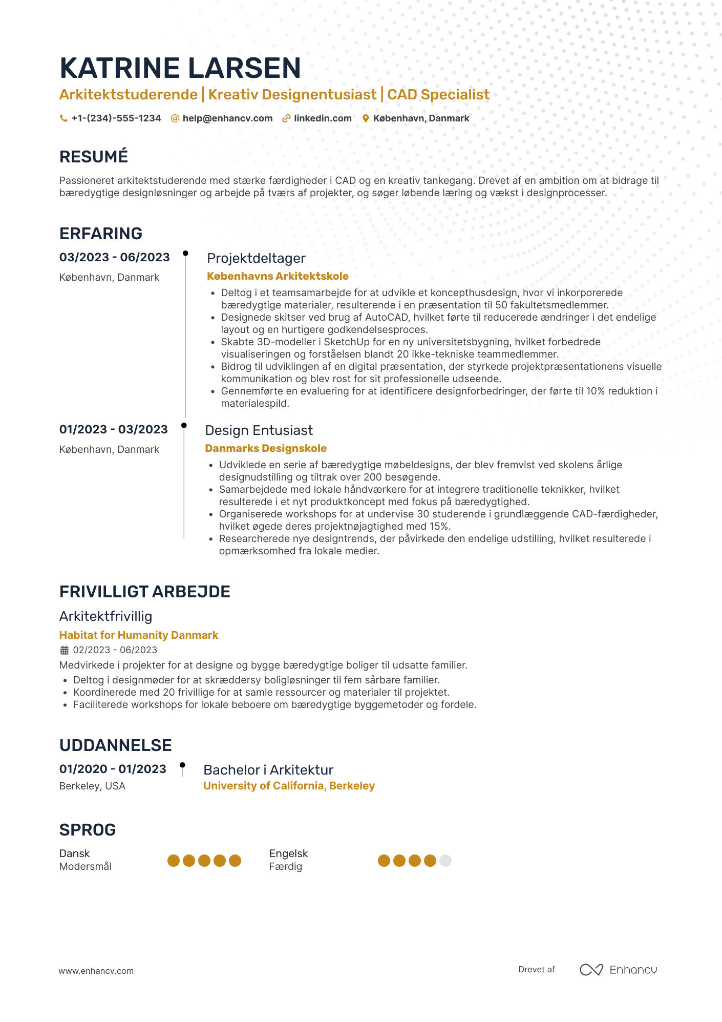 CV til Arkitektpraktikant