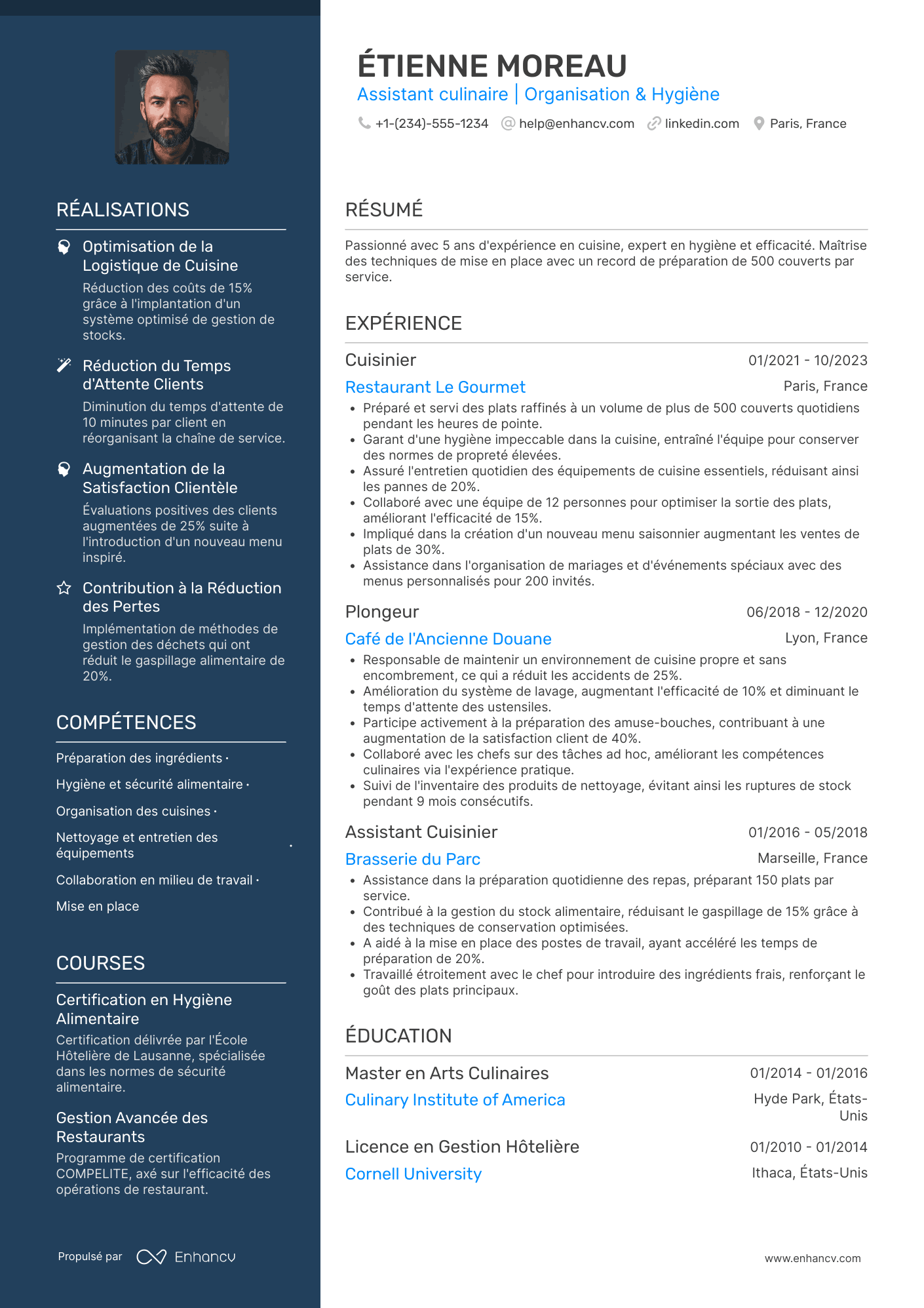 CV de plongeur aide cuisinier