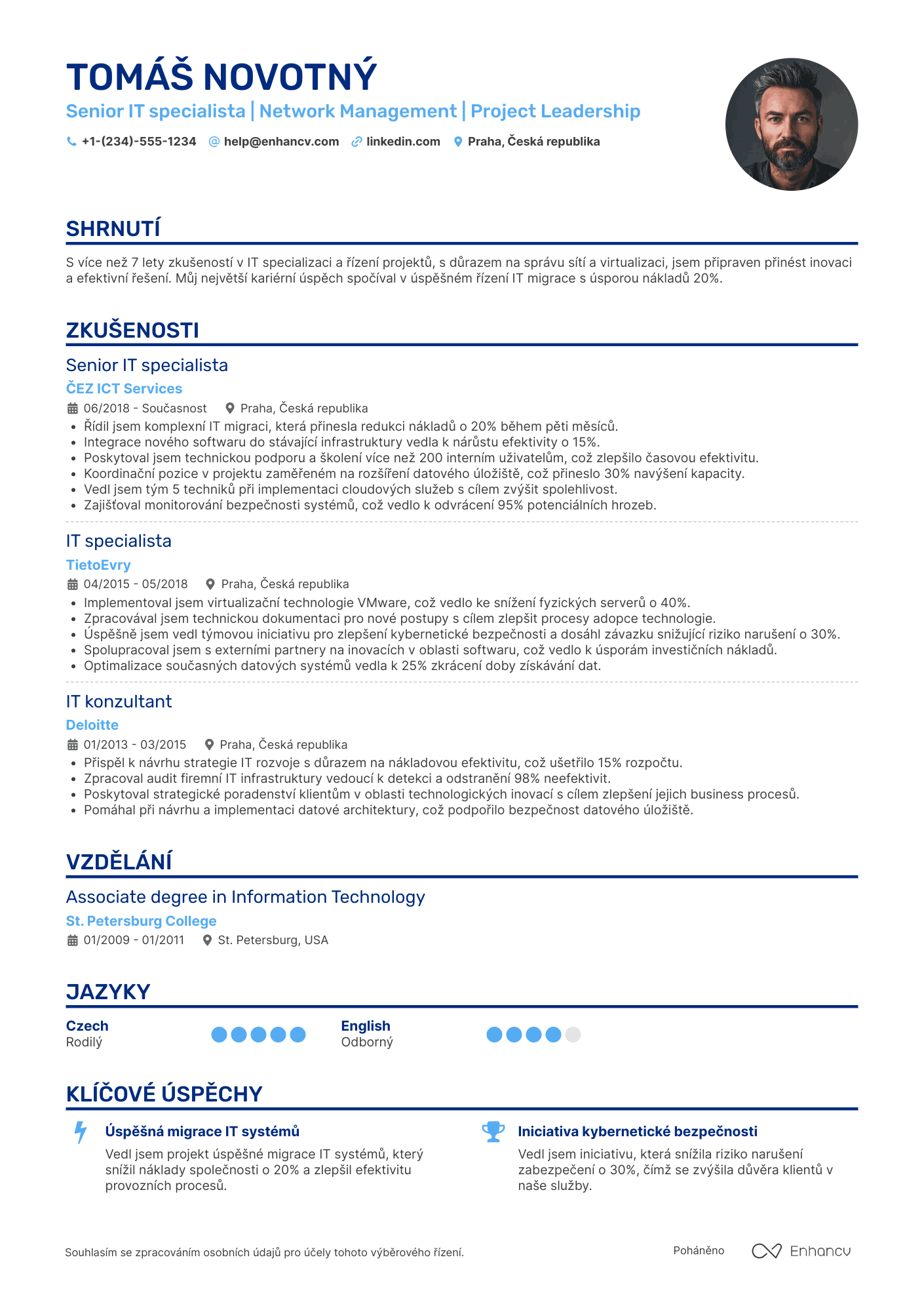 Životopis pro Senior IT specialista