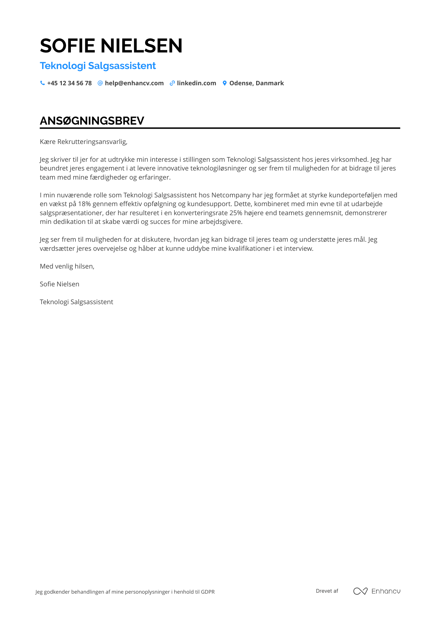 Ansøgningsbrev til Teknologi Salgsassistent