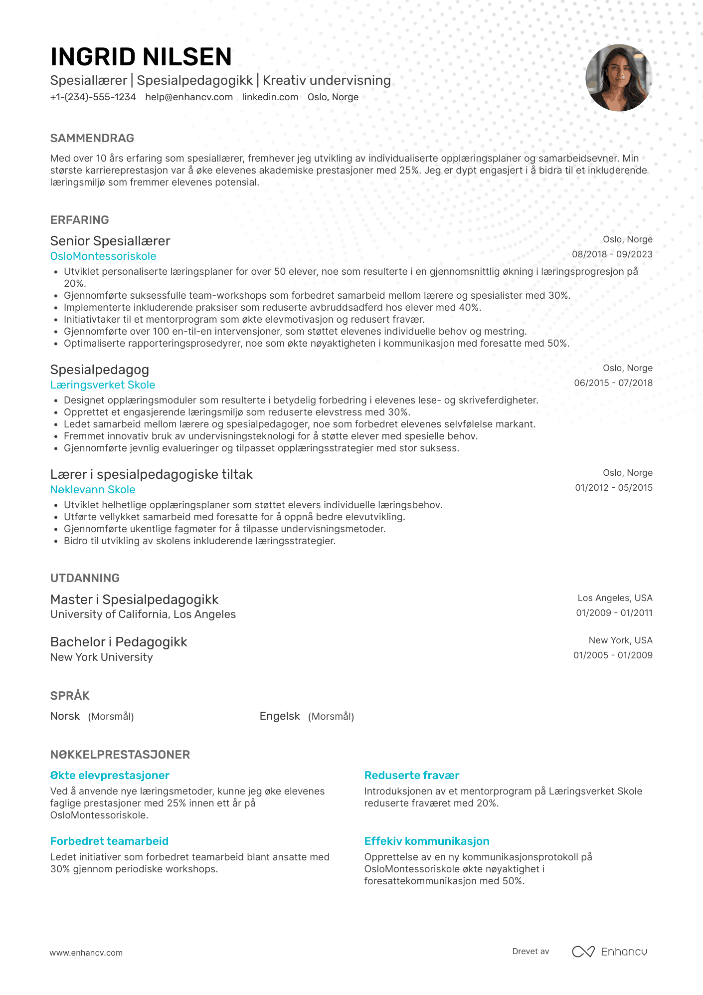 CV for Spesiallærer