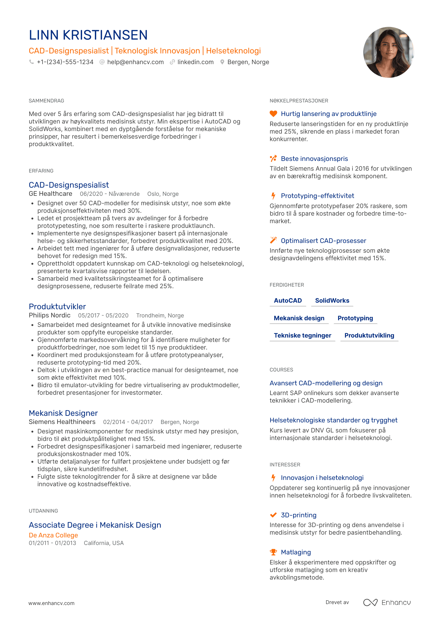 CV for CAD designspesialist i helsesektoren