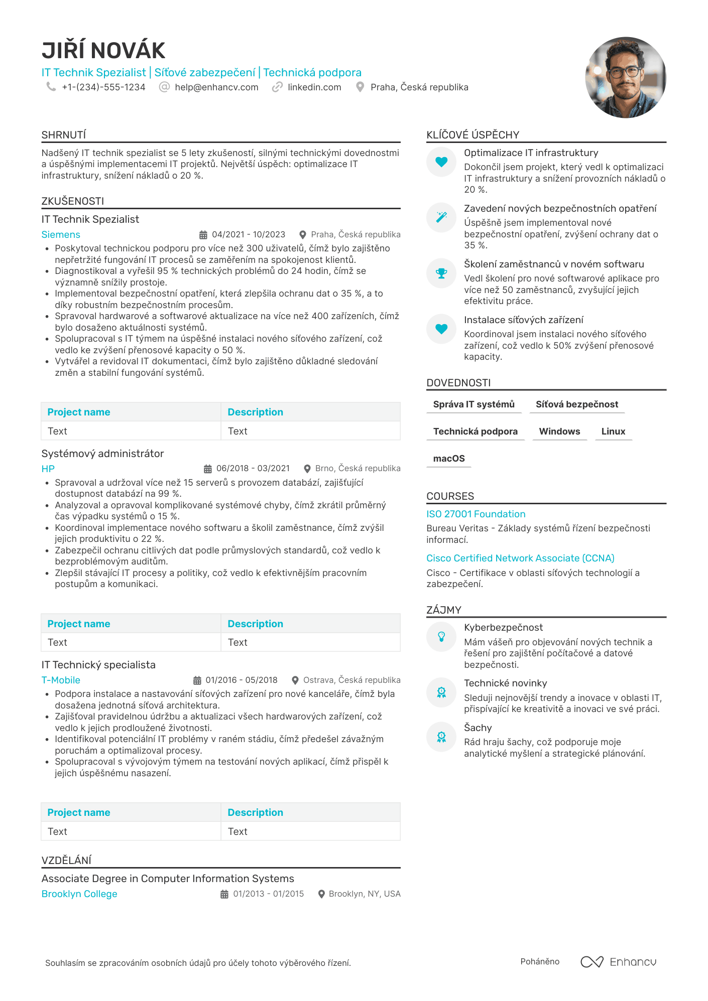 Životopis pro IT Technik Spezialist