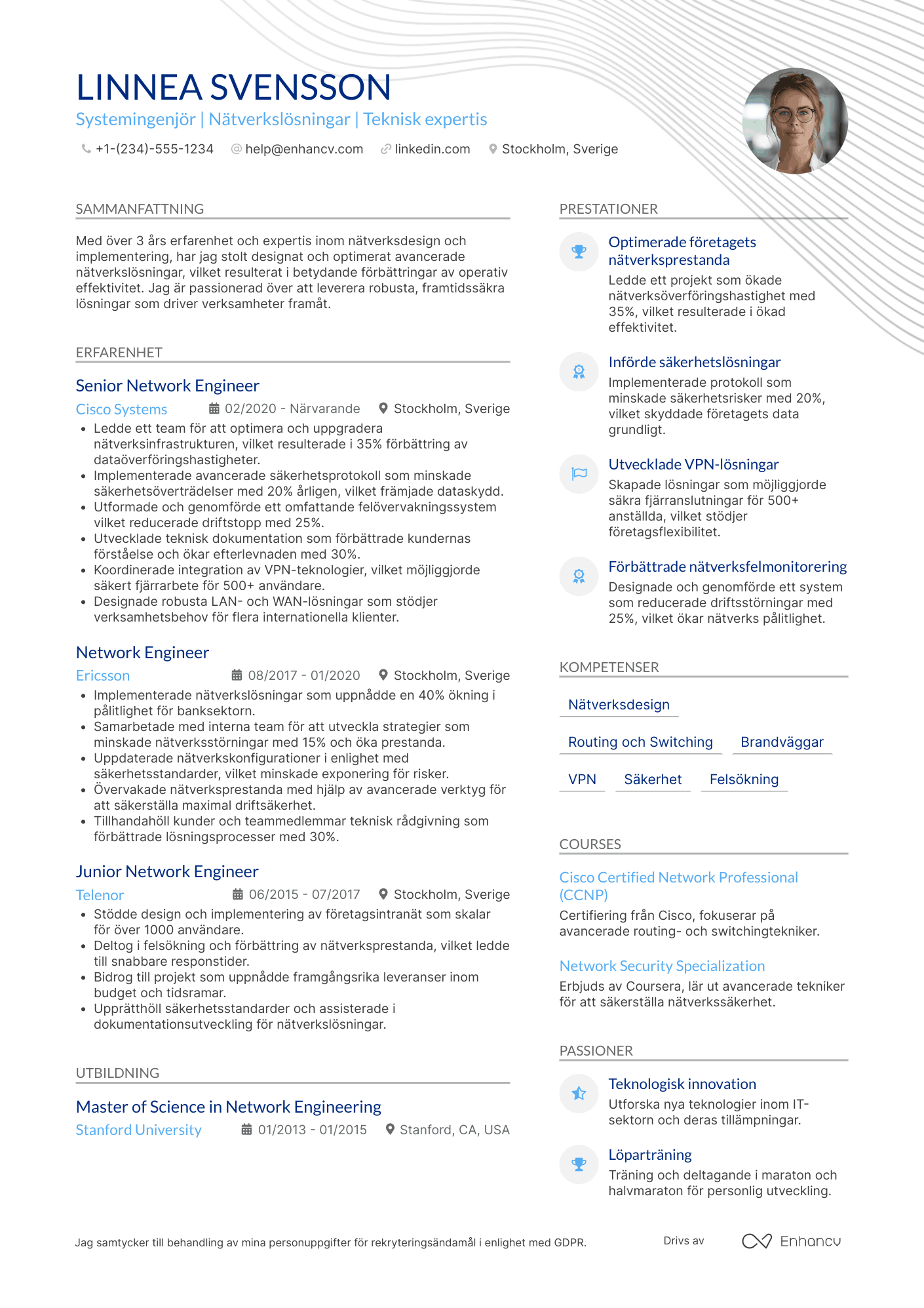 CV för Systemingenjör för nätverk