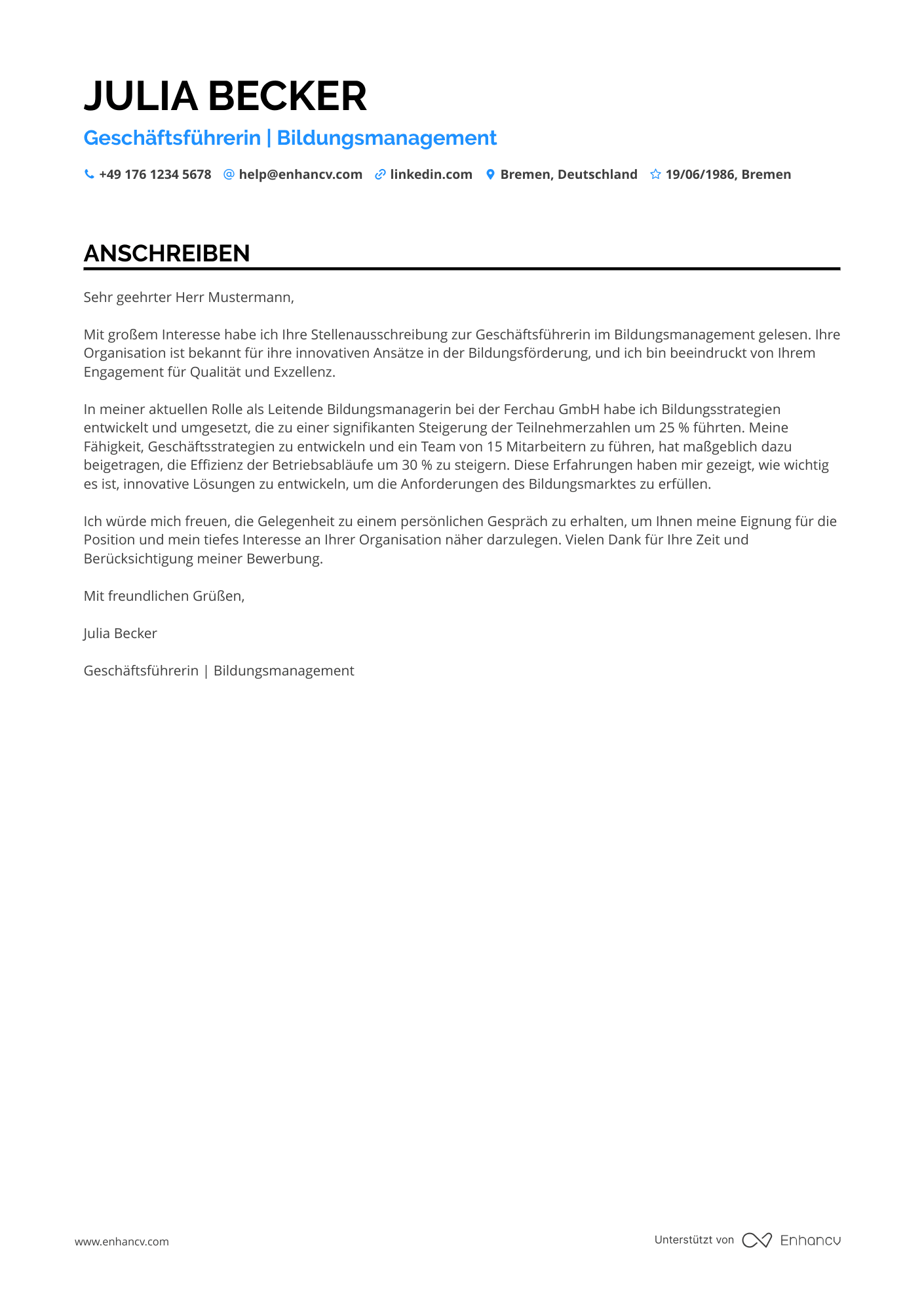 Geschäftsführer im Bildungsbereich