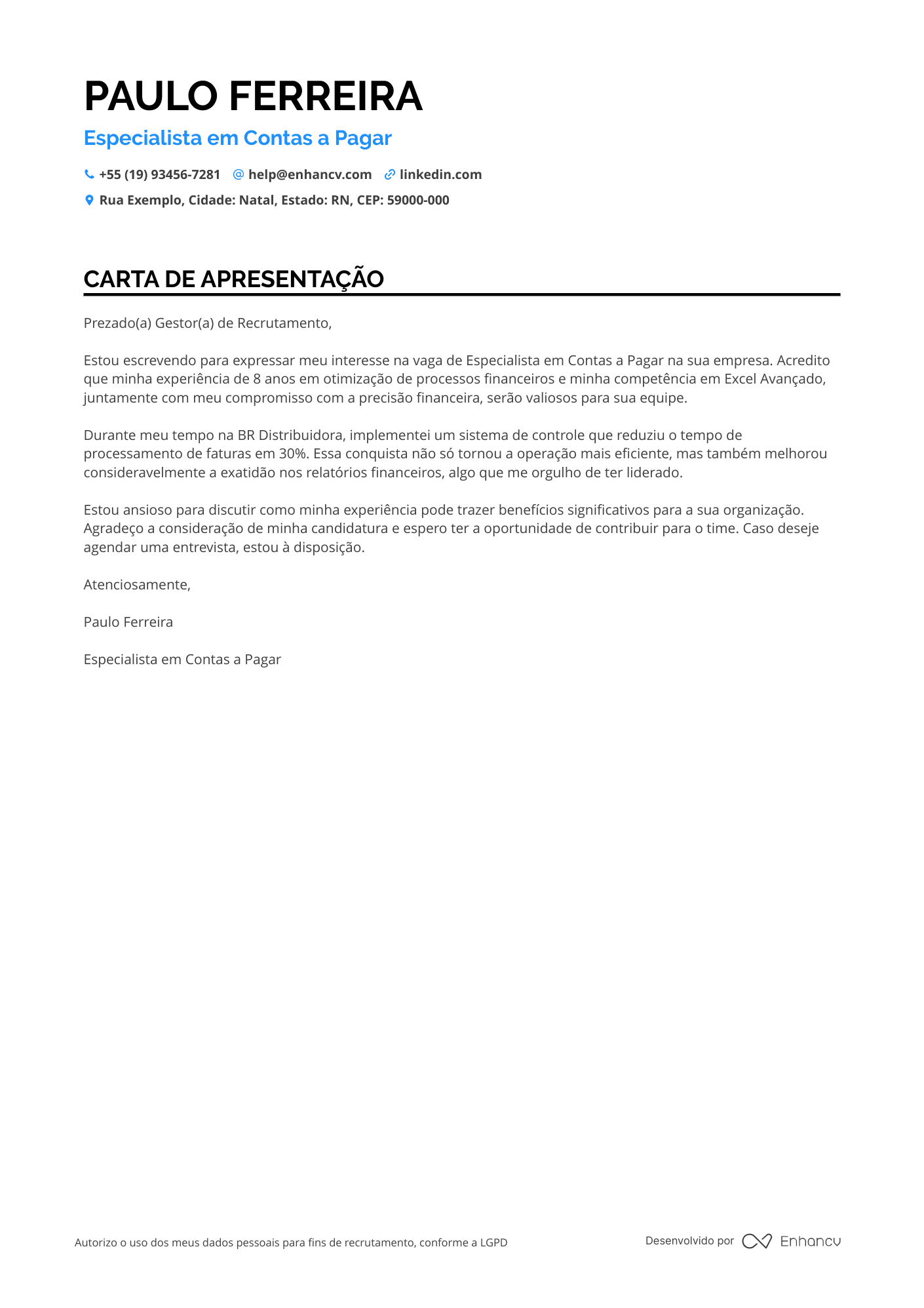 Contas a pagar Sem experiência