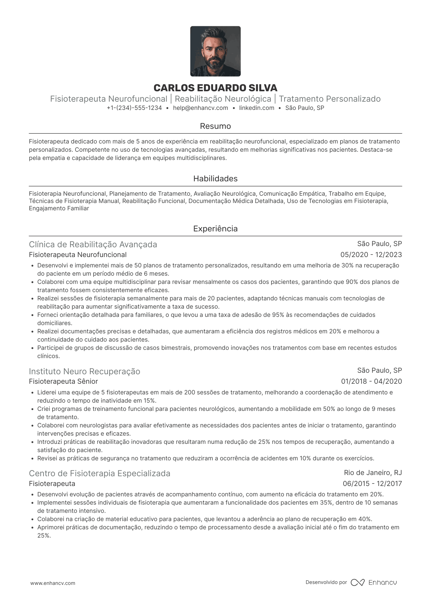 Currículo fisioterapeuta neurofuncional