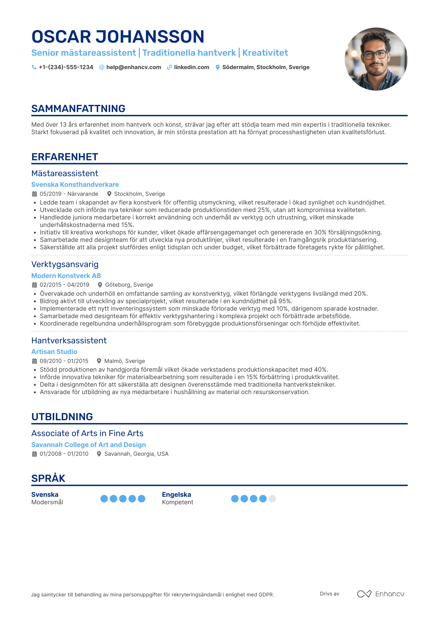 CV för Senior mästareassistent