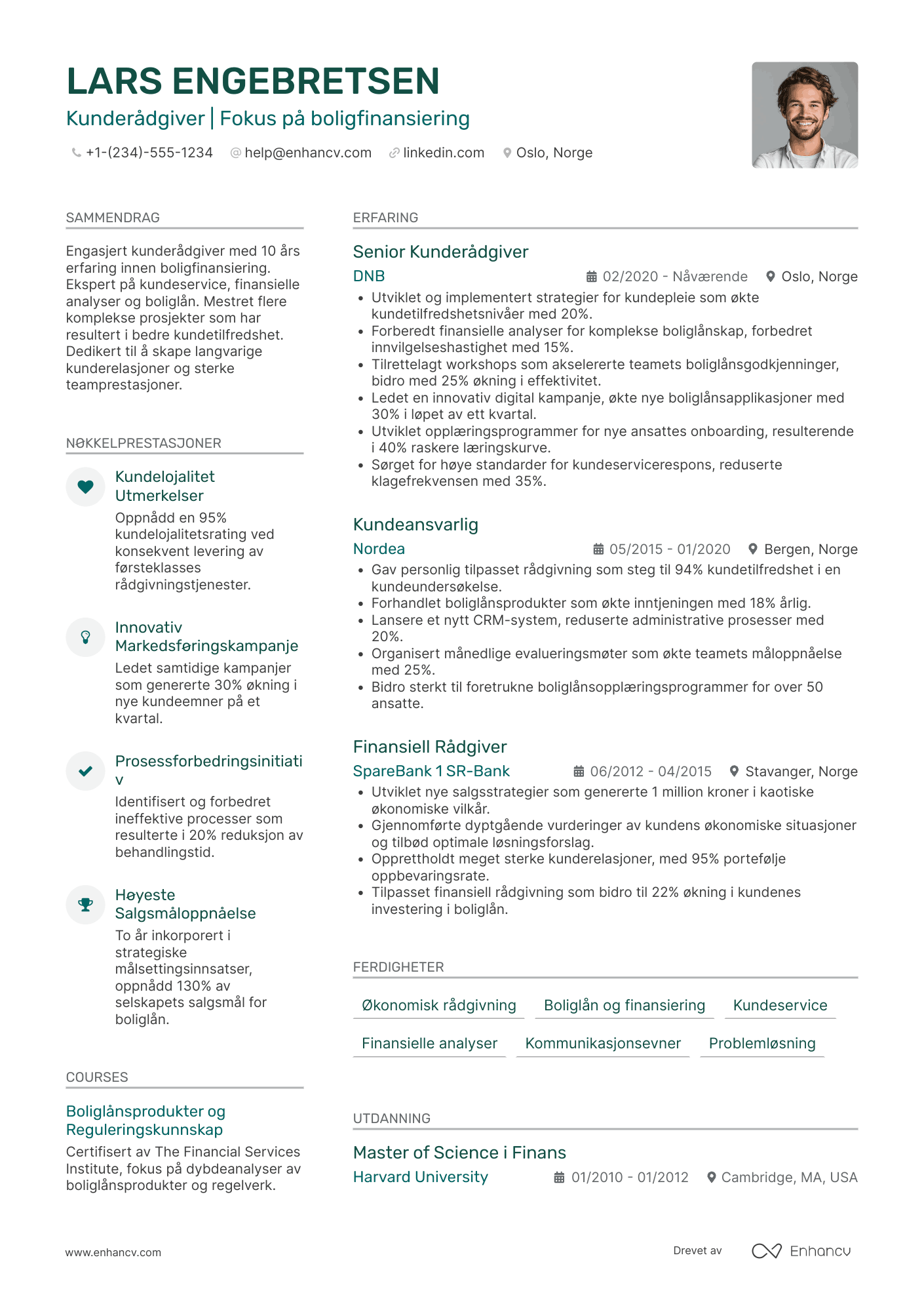 CV for Kunderådgiver i Bank med Fokus på Boligfinansiering