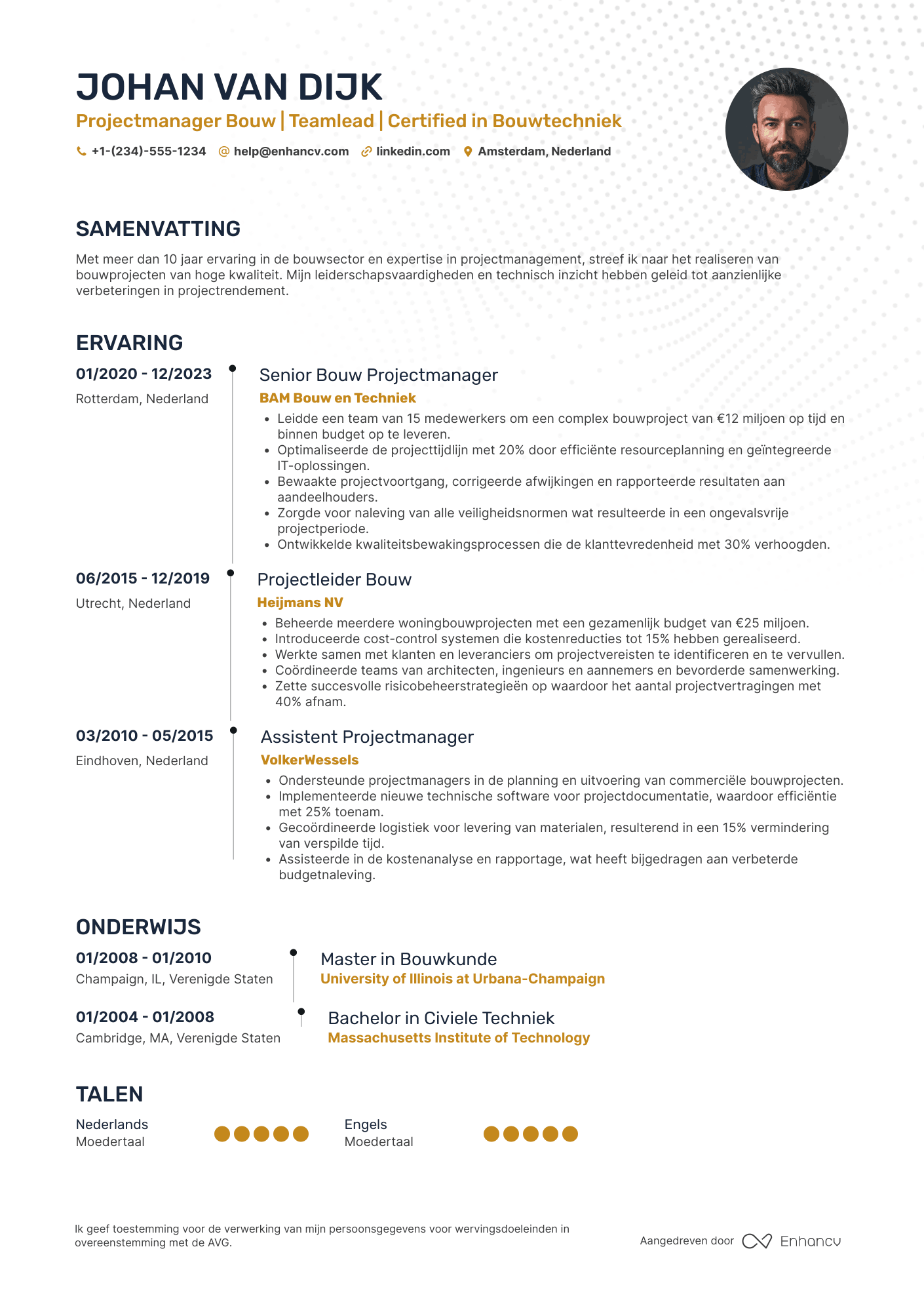 CV voor Bouw Projectmanager