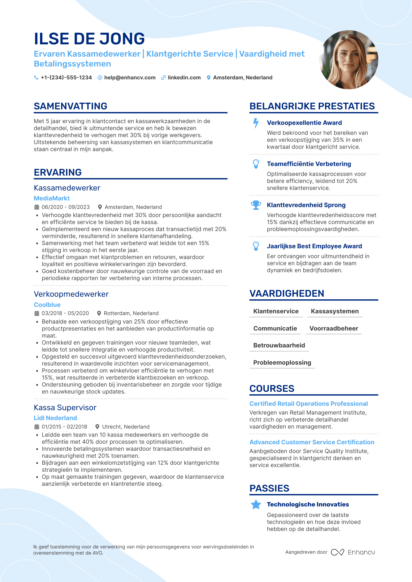 CV voor Kassamedewerker Elektronicawinkel