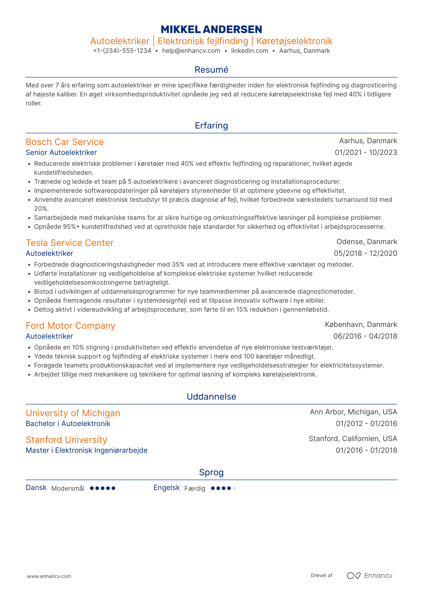 CV til Autoelektriker