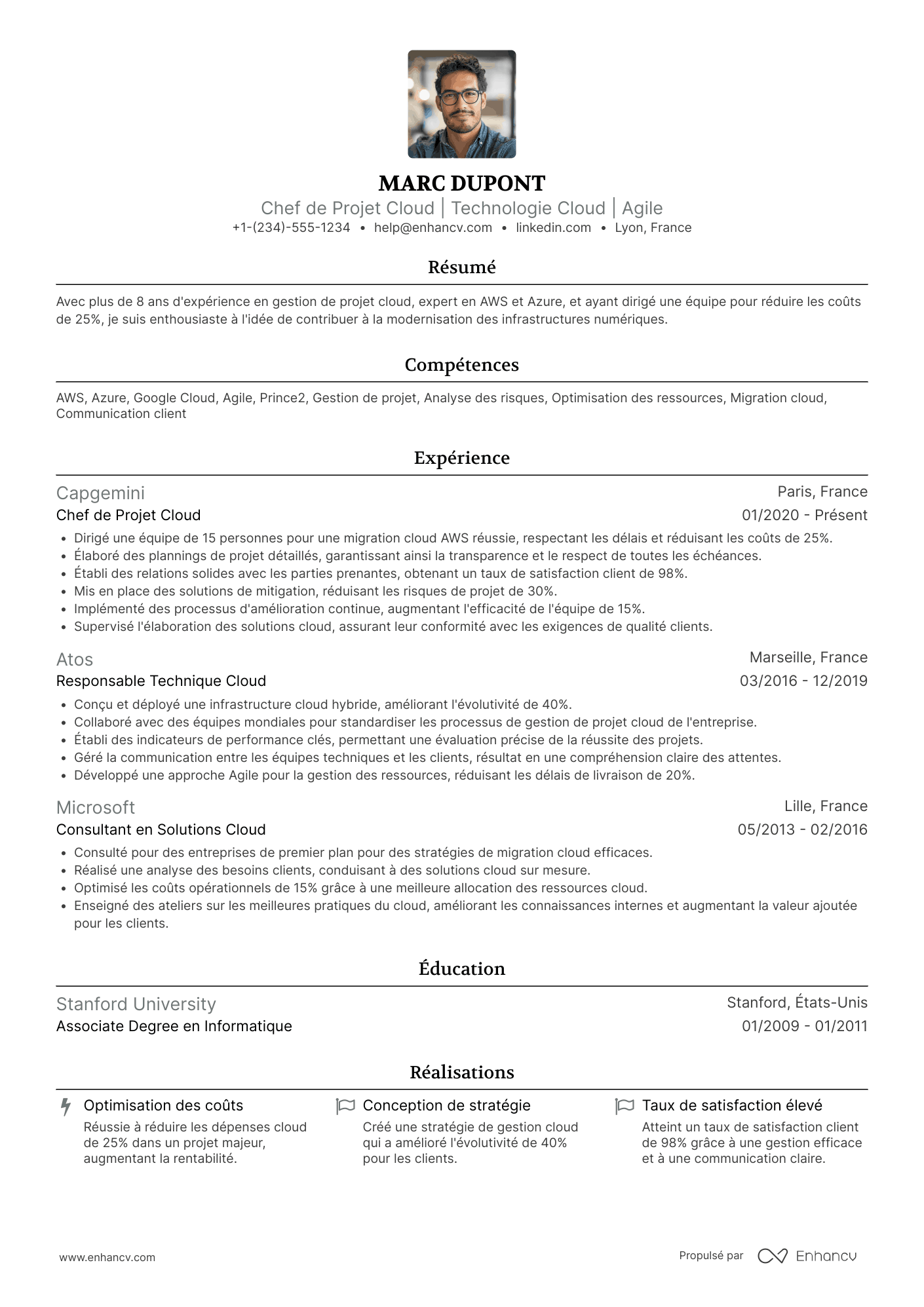 CV de chef·fe de projet cloud