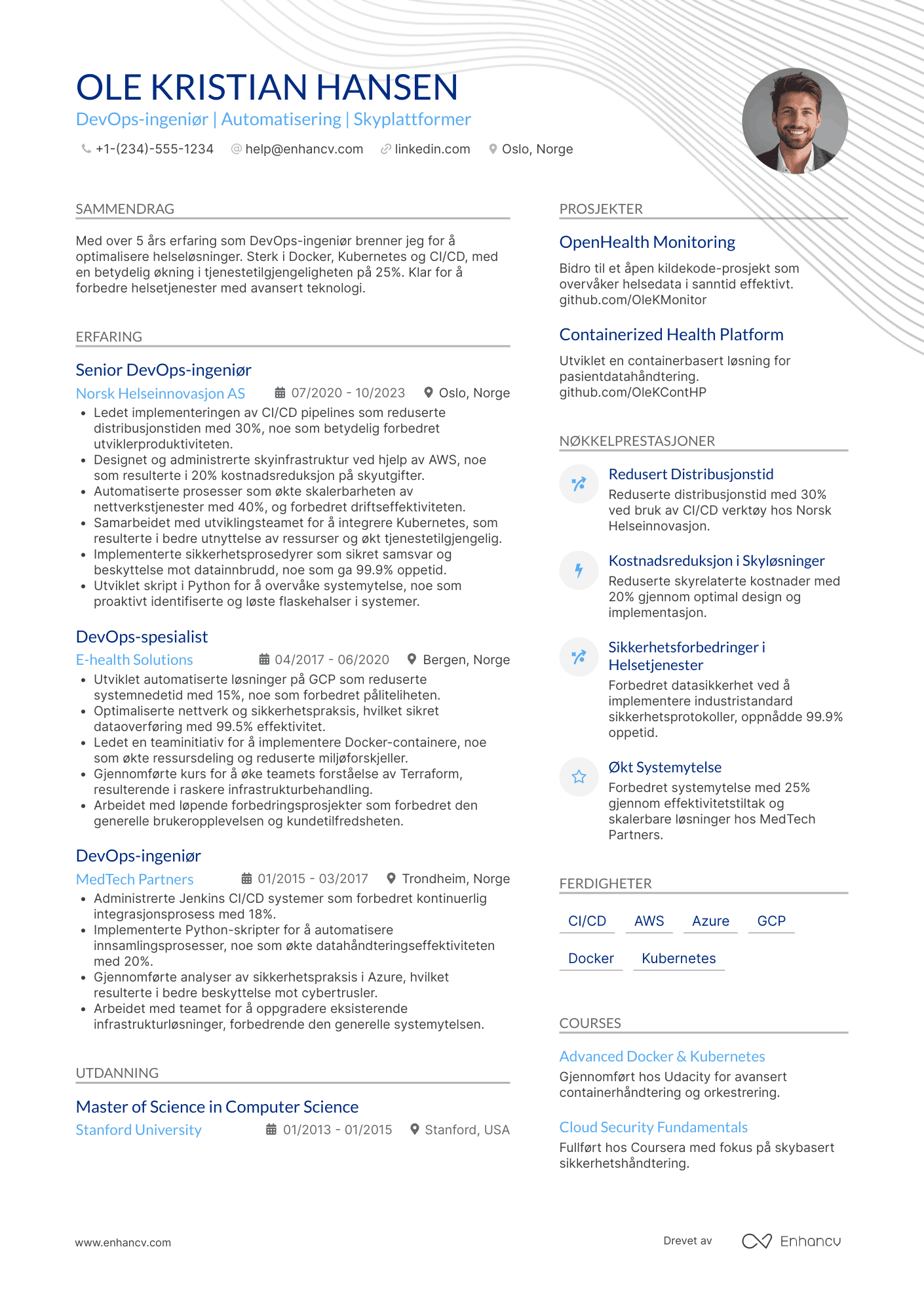 CV for DevOps ingeniør for helseindustrien