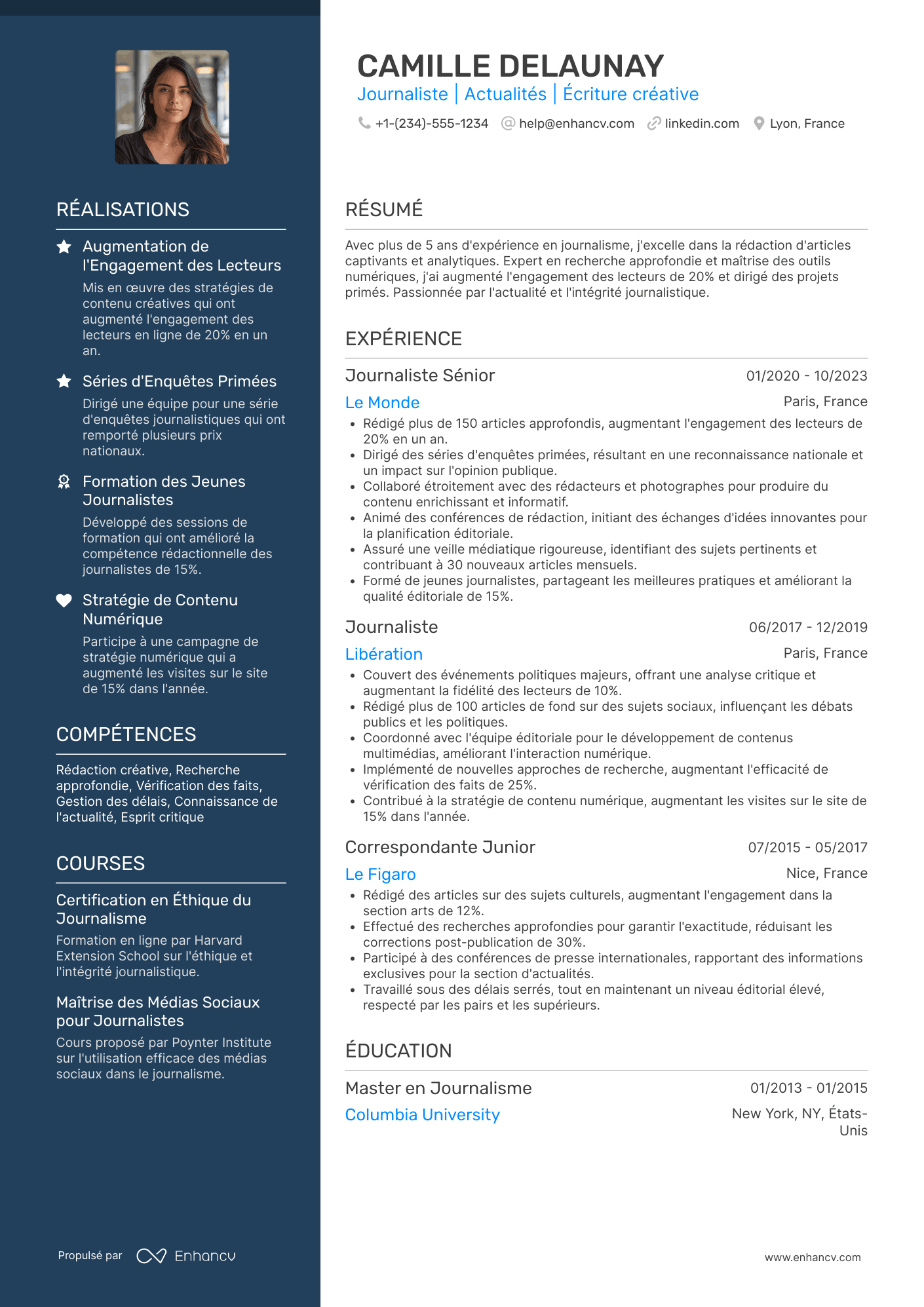 CV de journaliste de presse écrite