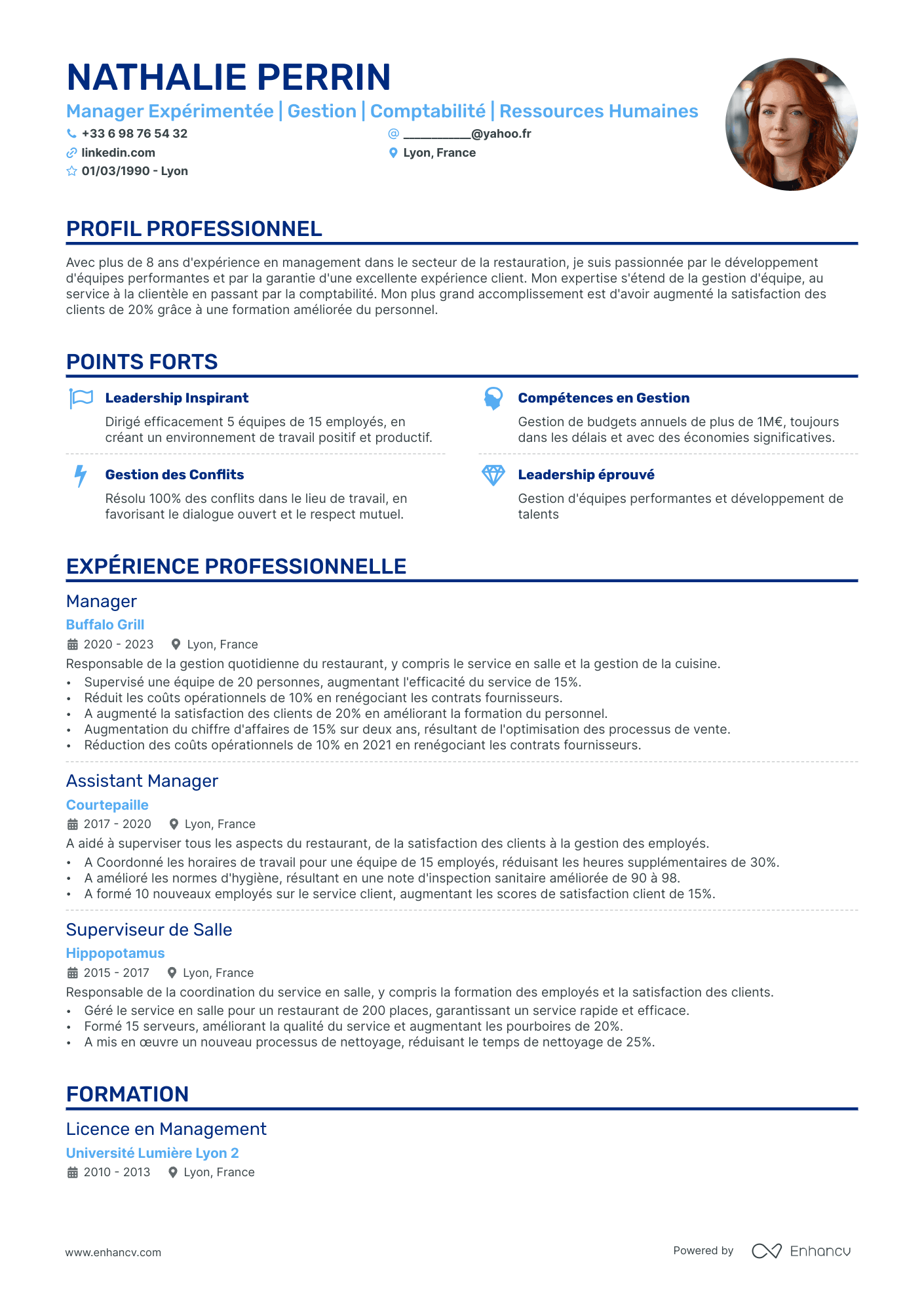 Une colonne CV Template