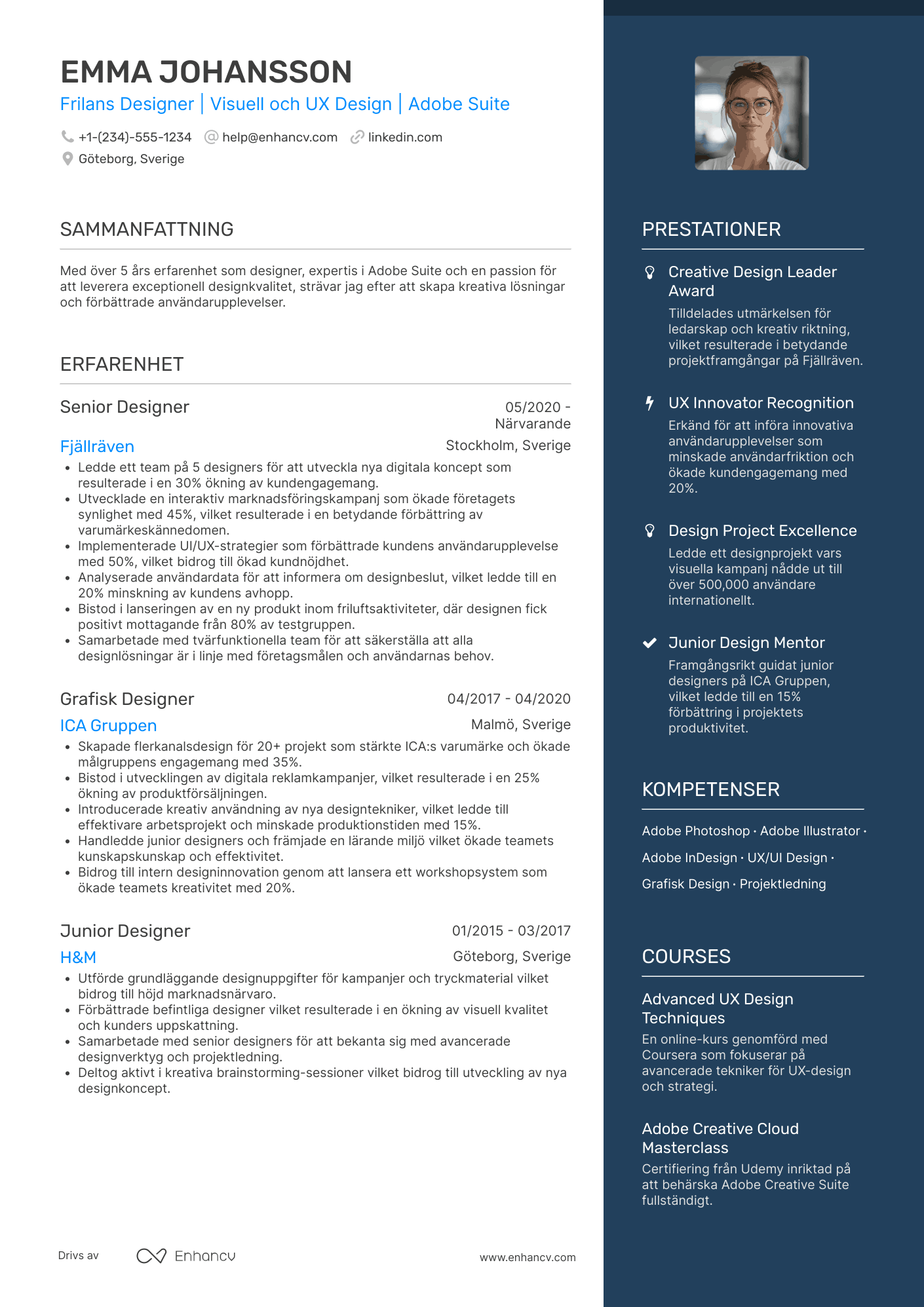CV för Frilans Designer