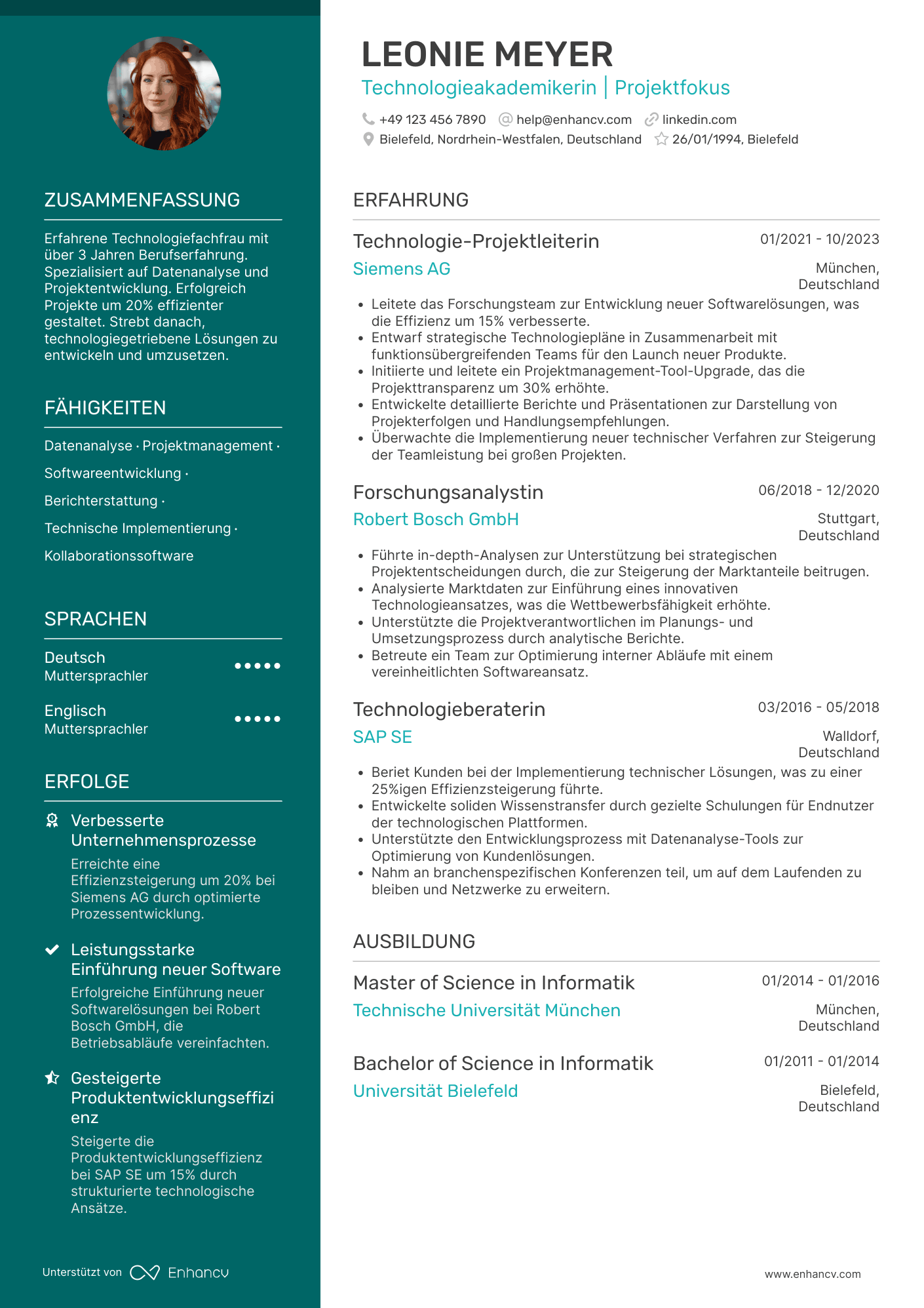 Lebenslauf als Mittleres Level Akademiker