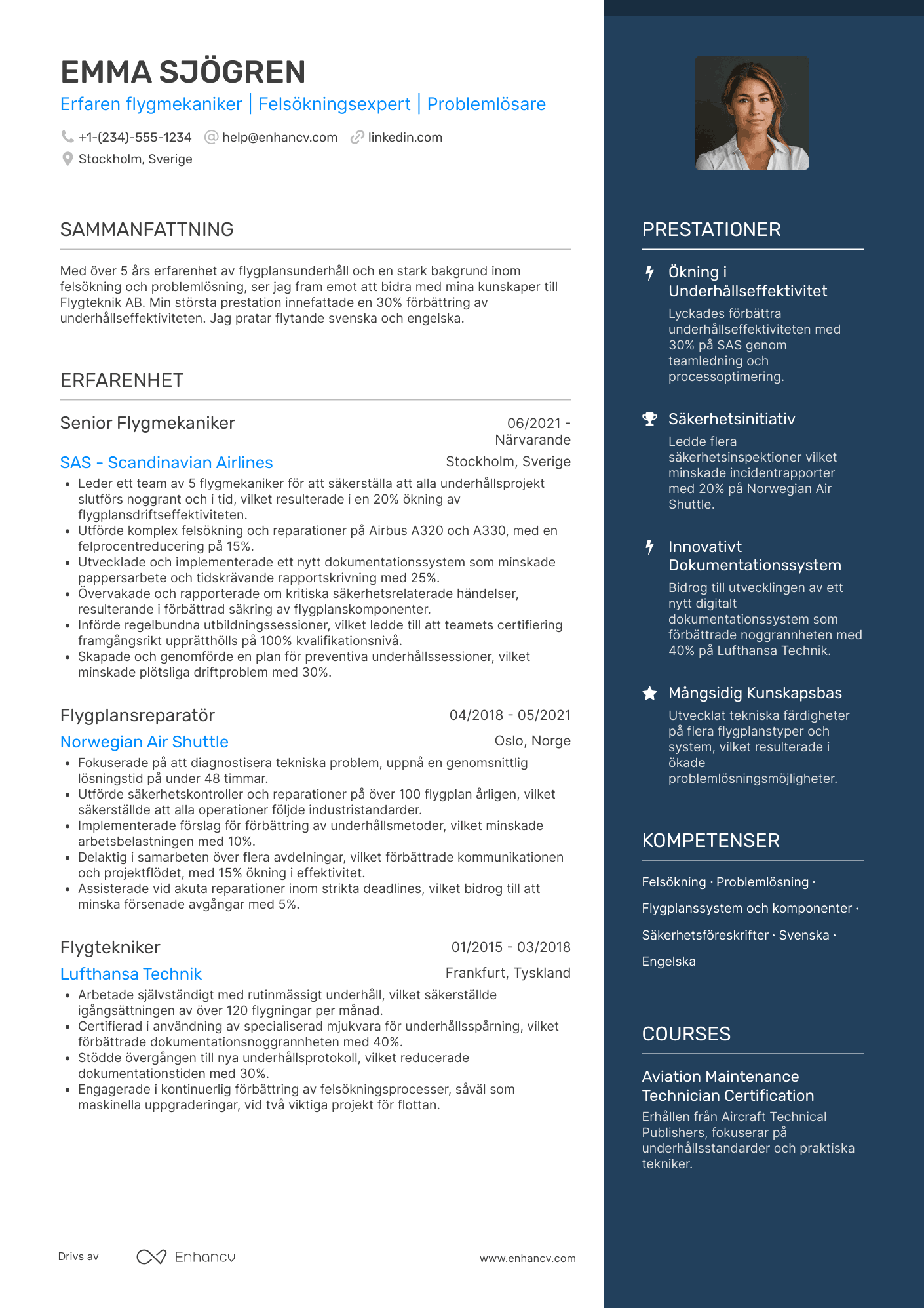 CV för Flygmekaniker